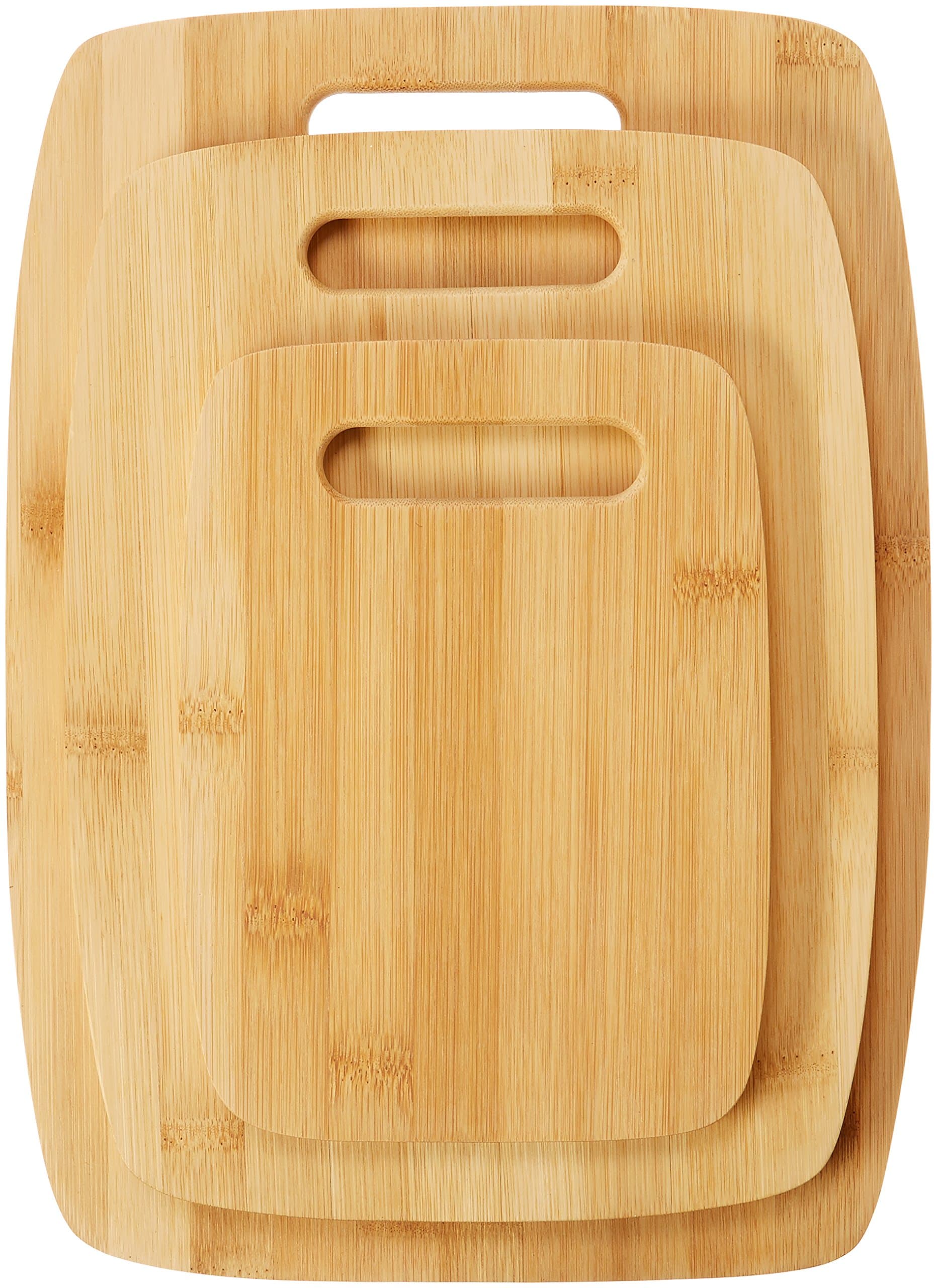 #1 Bamboo Cutting Board Set, 3 Piece Eco-Friendly Premium Quality Bamboo Wood Cutting Board Chopping Block with Handle, Small, Medium and Large Knife Friendly Cutting Board Bamboo