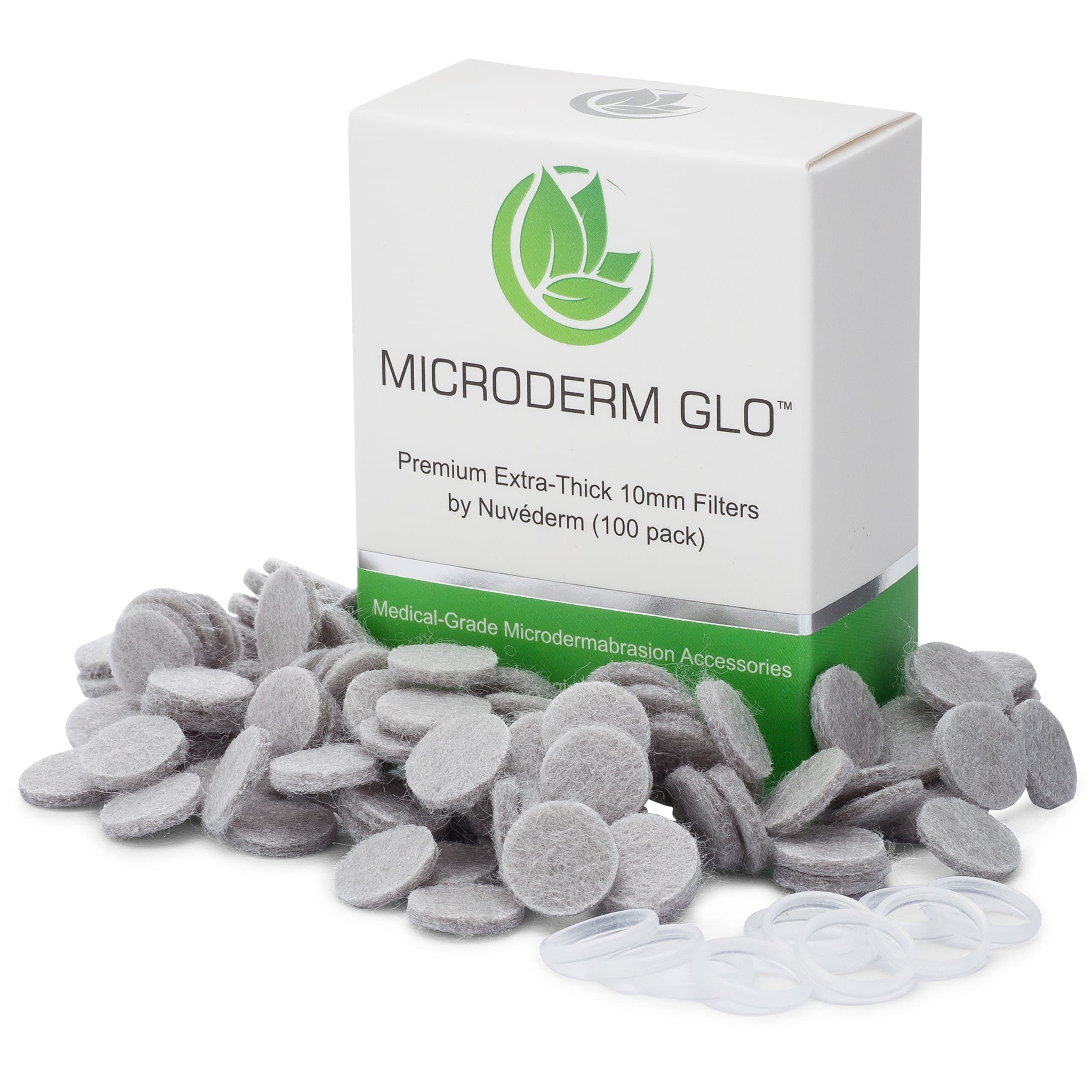 Microderm GLO Premium Extra-Thick 10mm Filters by Microderm GLO (100 pack) - Medical Grade Microdermabrasion Accessories with Patented Safe3D Technology, FDA Approved, Safe for All Skin Types.