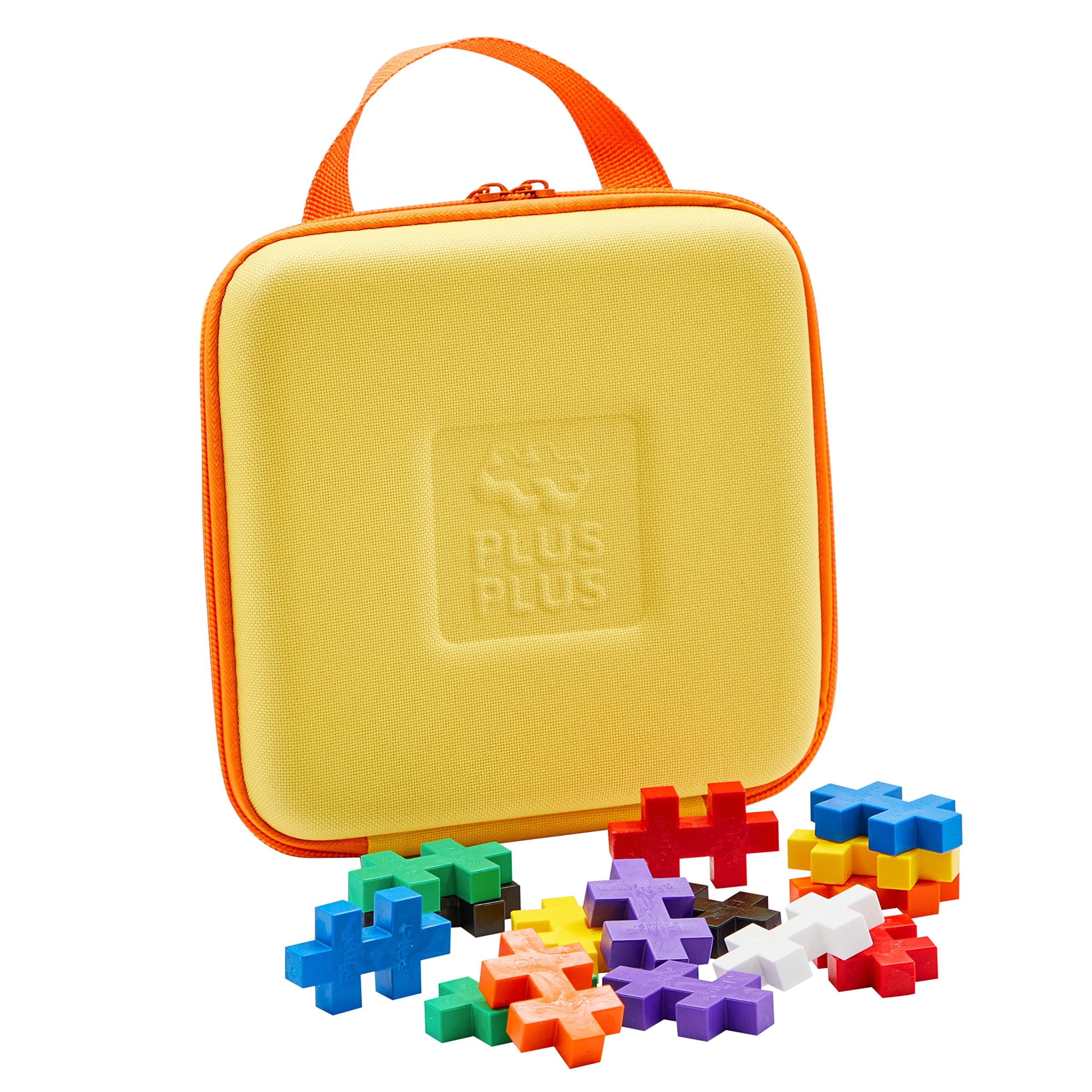 PLUS PLUS Big Travel Case w/ 15 Big Pieces Construction Building Stem/Steam Toy, Interlocking Large Puzzle Blocks for Toddlers and Preschool