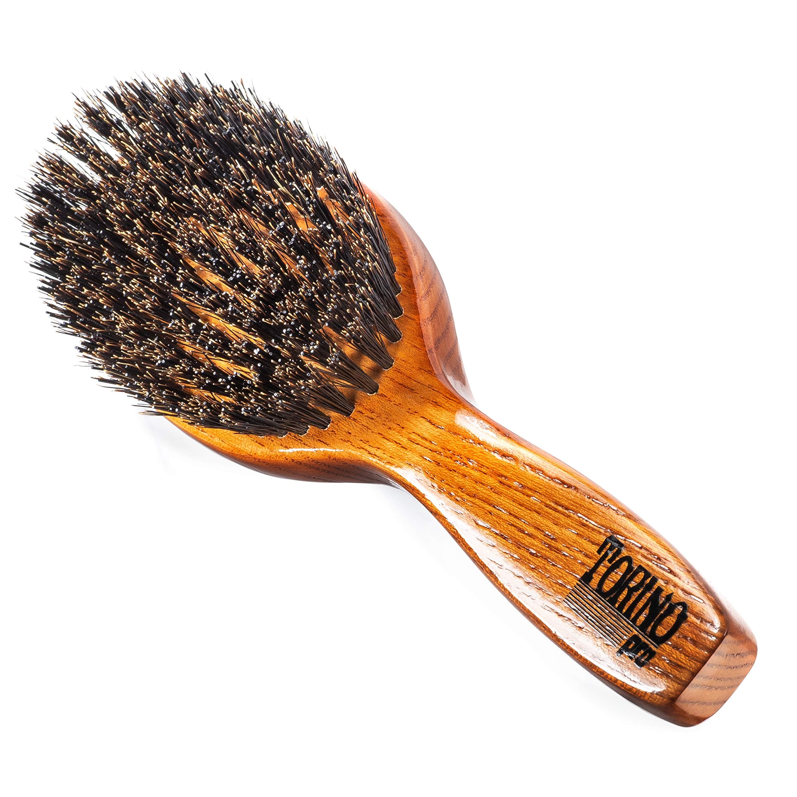 Torino Pro Wave Brush #1130 - By Brush King - Medium Hard Oval Palm/Military with Long Handle 360 Waves Brush