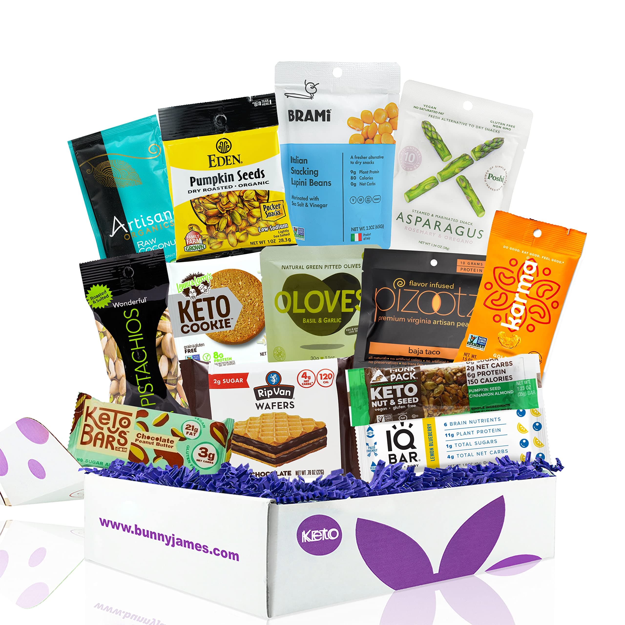 Vegan Keto Snacks Sampler Box 13 Count, Gift, Low-Carb Snack Gift Box Vegan and Vegetarian Keto Snacks With Coconut Butter, Pumpkin Seeds, and Chocolate Bars