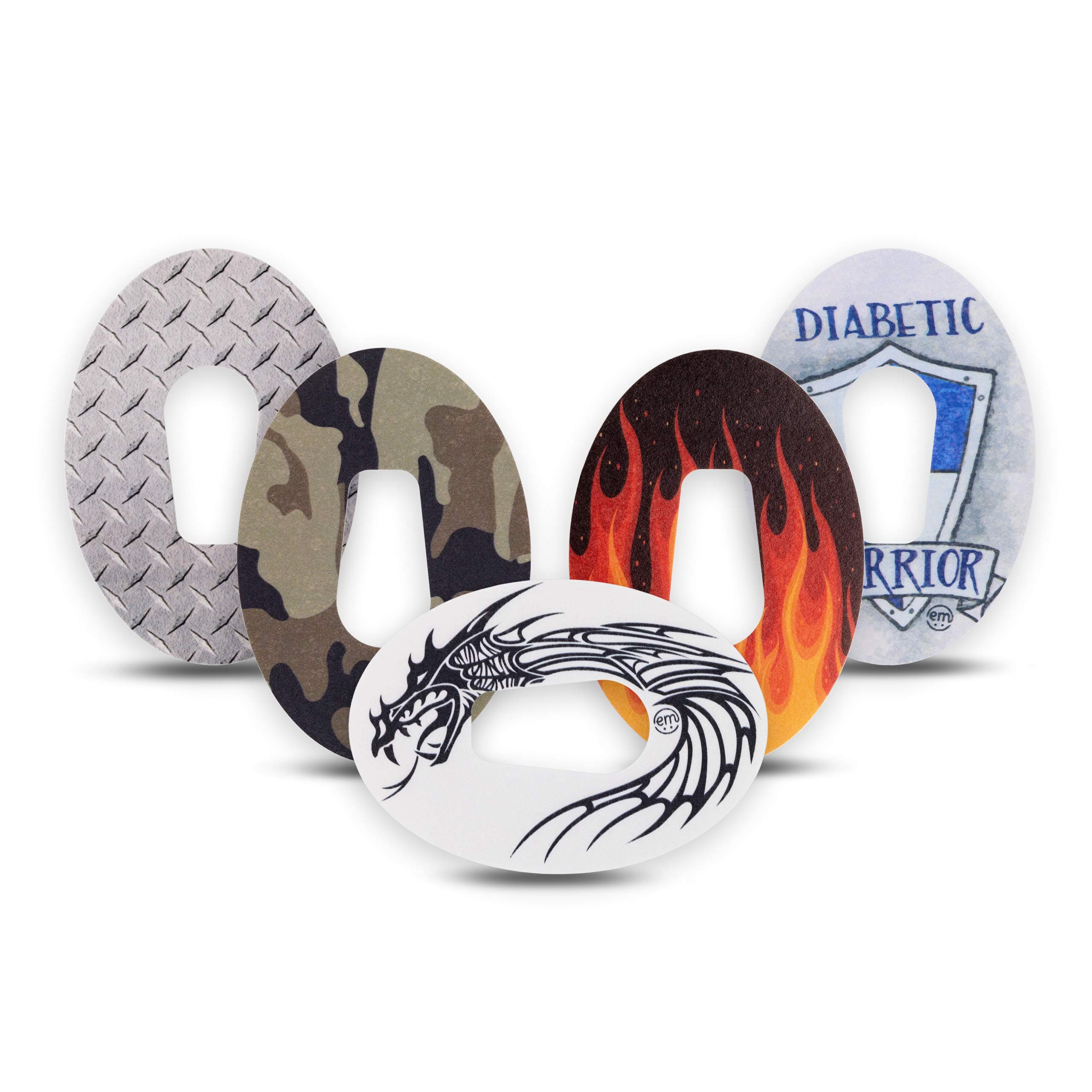 Adhesive Patches for Dexcom G6 (5-Pack) - Waterproof & Sweatproof, Non-Fraying Sensor Covers - Pre-Cut CGM Sensors - (Warrior Variety Pack) - Made in USA