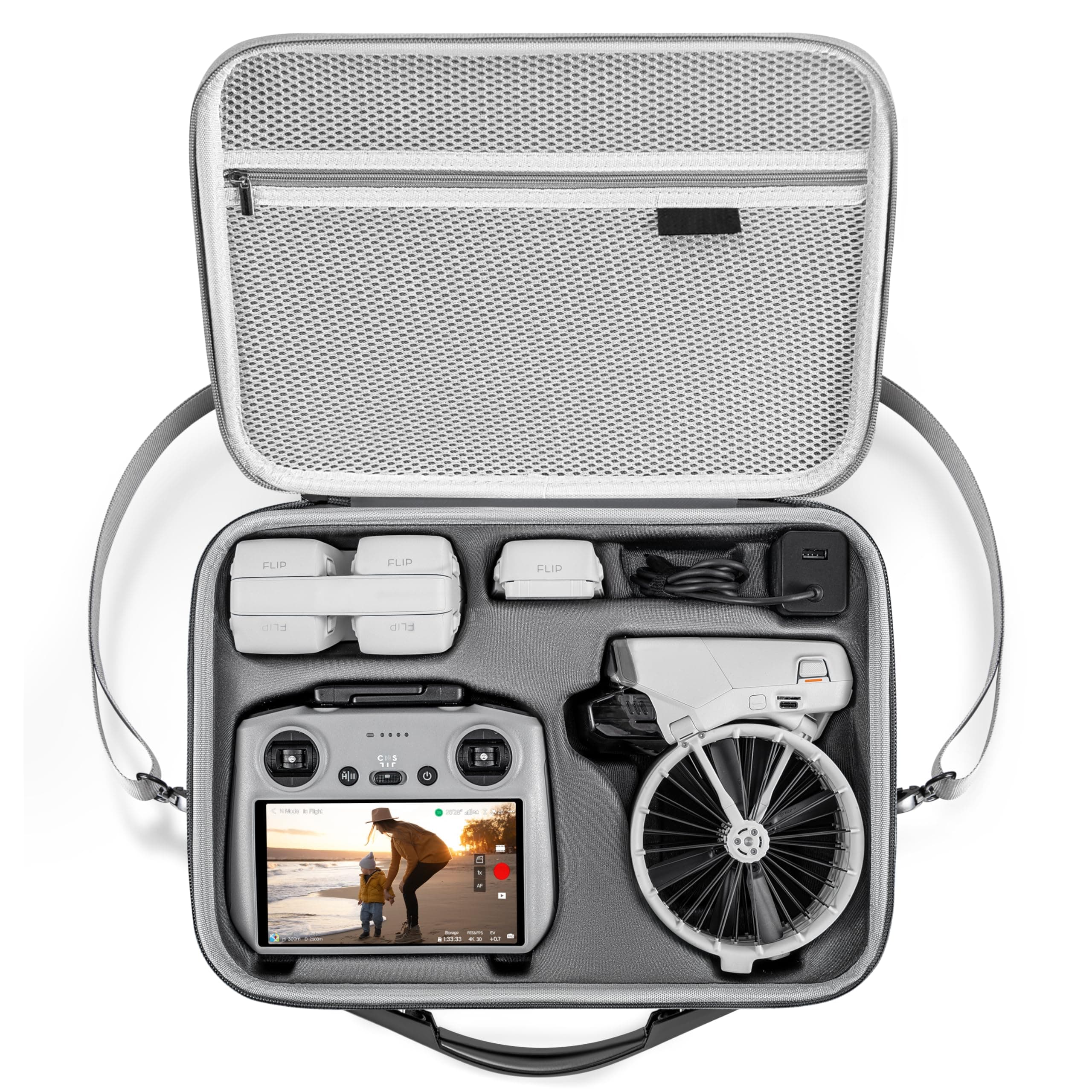 STARTRC PHOTO Flip Drone Bag for dji Flip Fly More Combo, PU Leather Portable Shoulder Bag Can Organize RC2/RC-N3 Remote