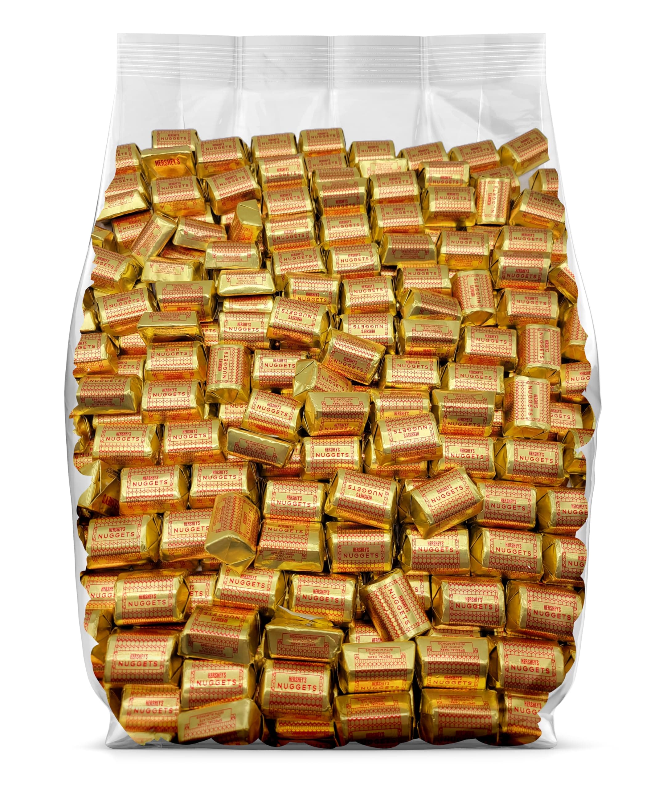 Yummy Chew Hershey Nuggets Dark Chocolate with Almonds - Bulk Hershey Dark Chocolate Nuggets with Almonds - 150 Individually Wrapped Hersheys Nuggets Chocolate Candy - 150 Count