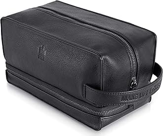 Mens Leather Toiletry Bag – Travel Dopp Kit, Shaving Bag, Grooming & Hygiene Organizer, Leather Toiletry Bag for Men, Gift for Him