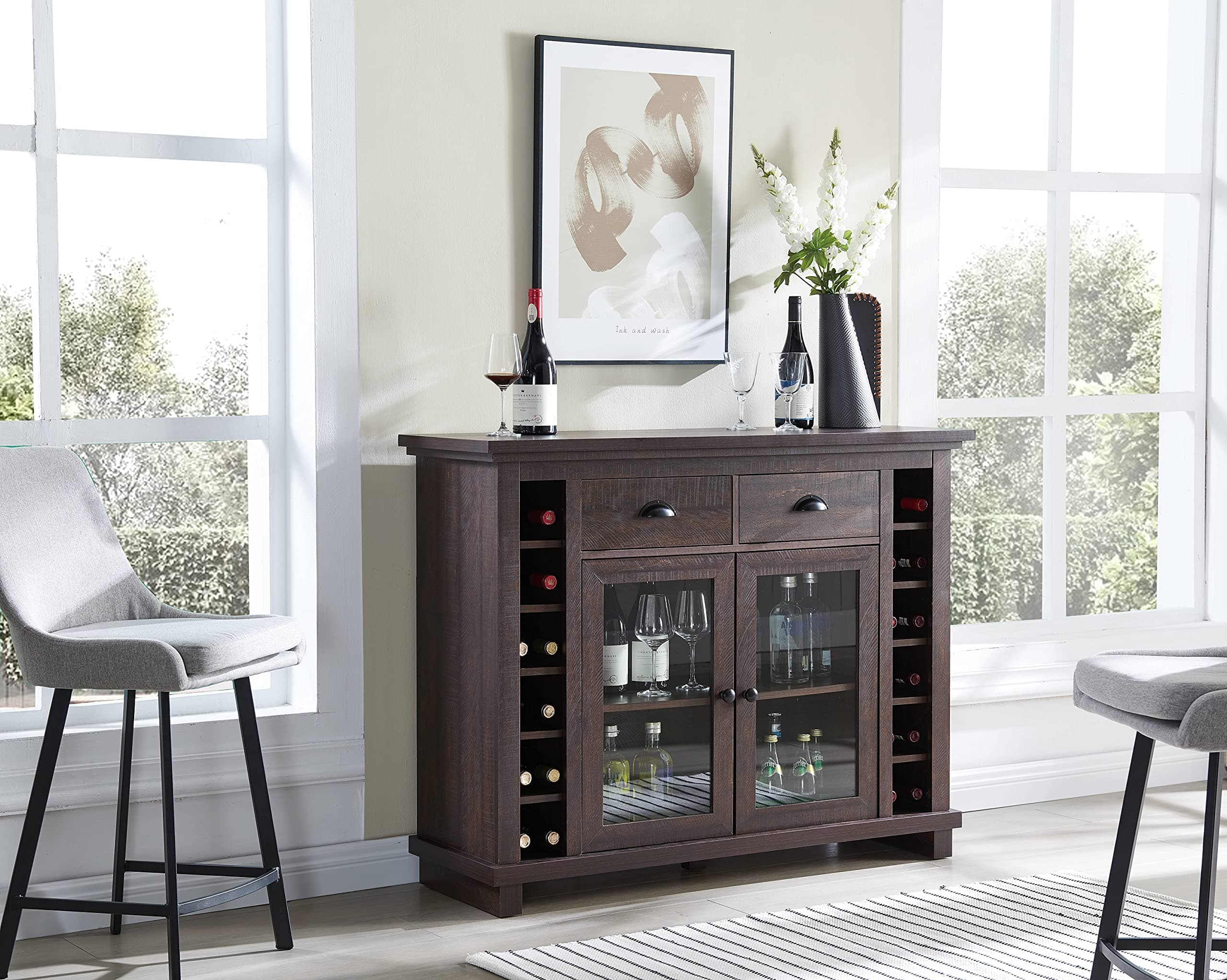 Home Source Jill Zarin Mahogany Bar Cabinet Server Sideboard