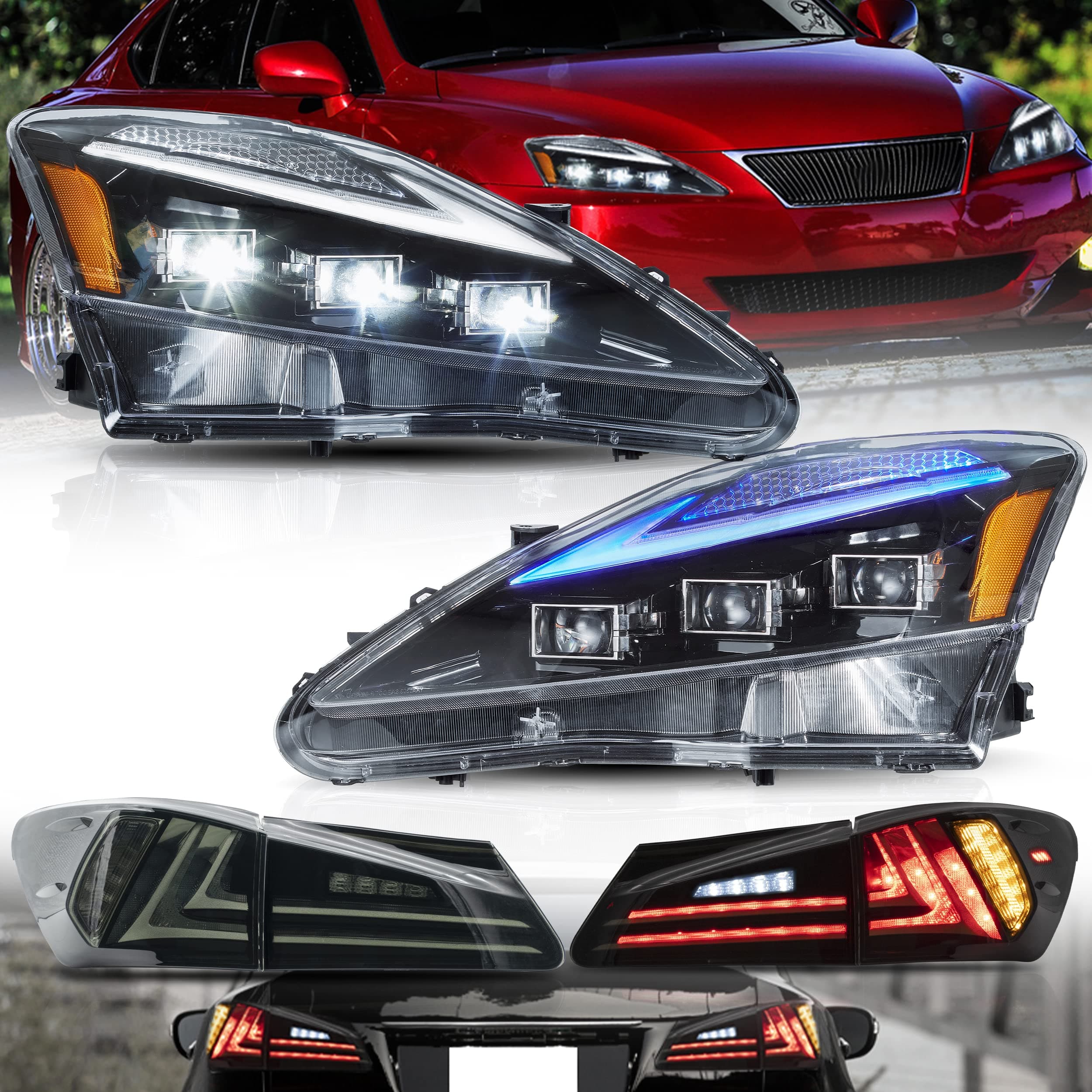 Amber Headlights(Blue DRL)+ Smoke Taillights