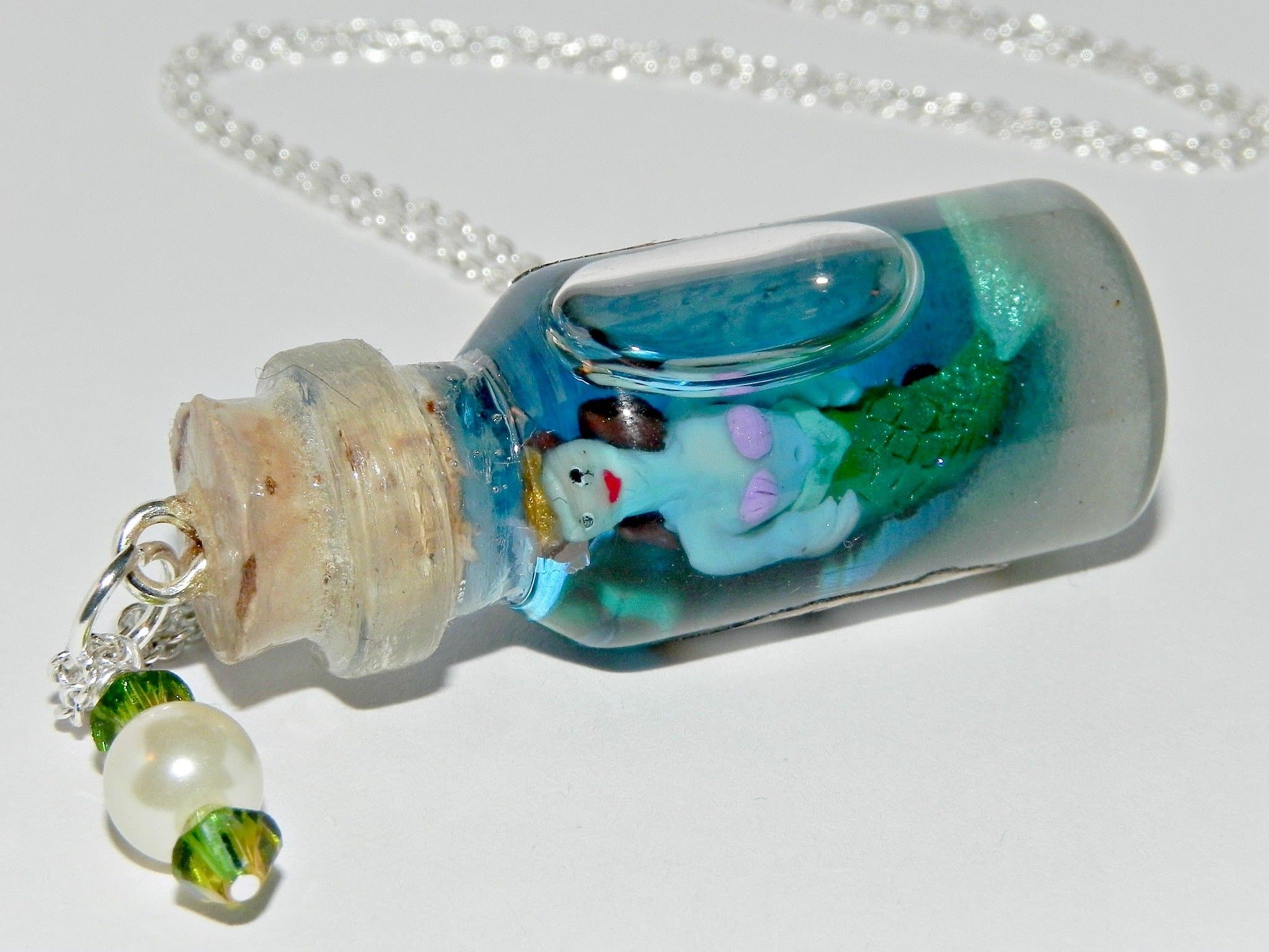 Neverland Waters, Mermaind, Bottle Necklace, Handmade