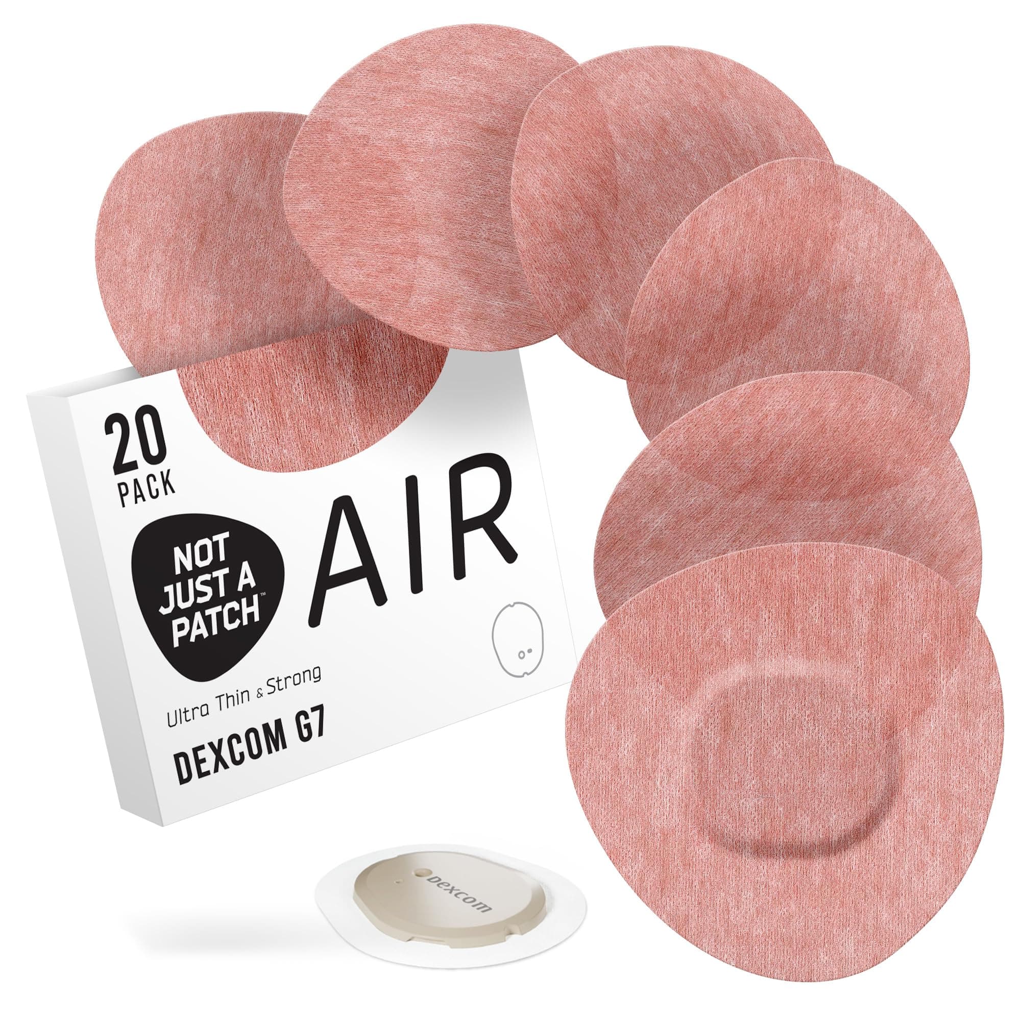 Air Dexcom G7 Adhesive Patches (20 Pack) - Stelo CGM & Dexcom G7 Over Patches with Ultra-Hold Durable Sensor Covers - Brown