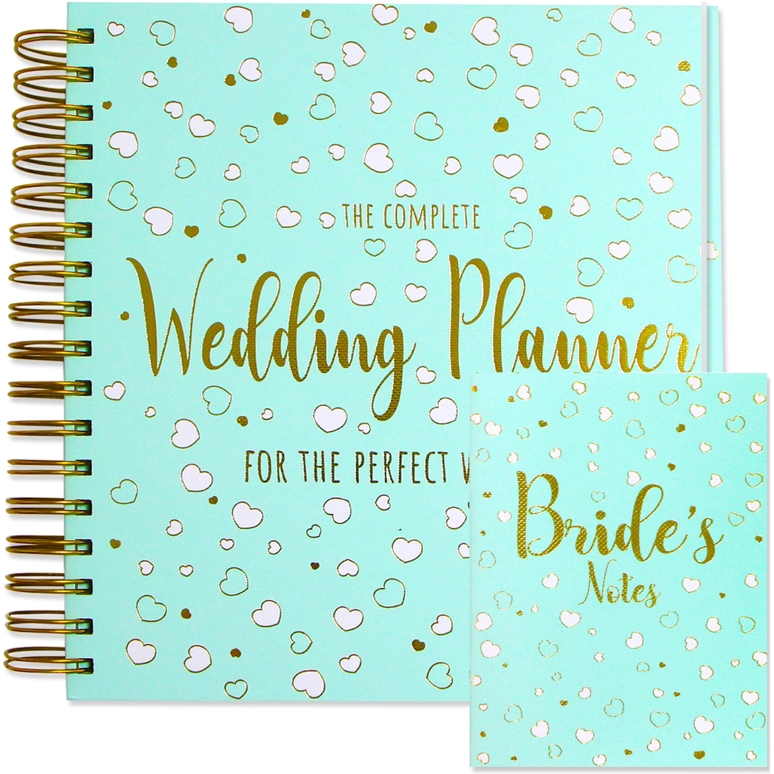 Complete UK Wedding Planner Book Organiser and Notebook Set for Bride and Groom - Engagement Gift with Checklists, Pockets, Diary and Stickers