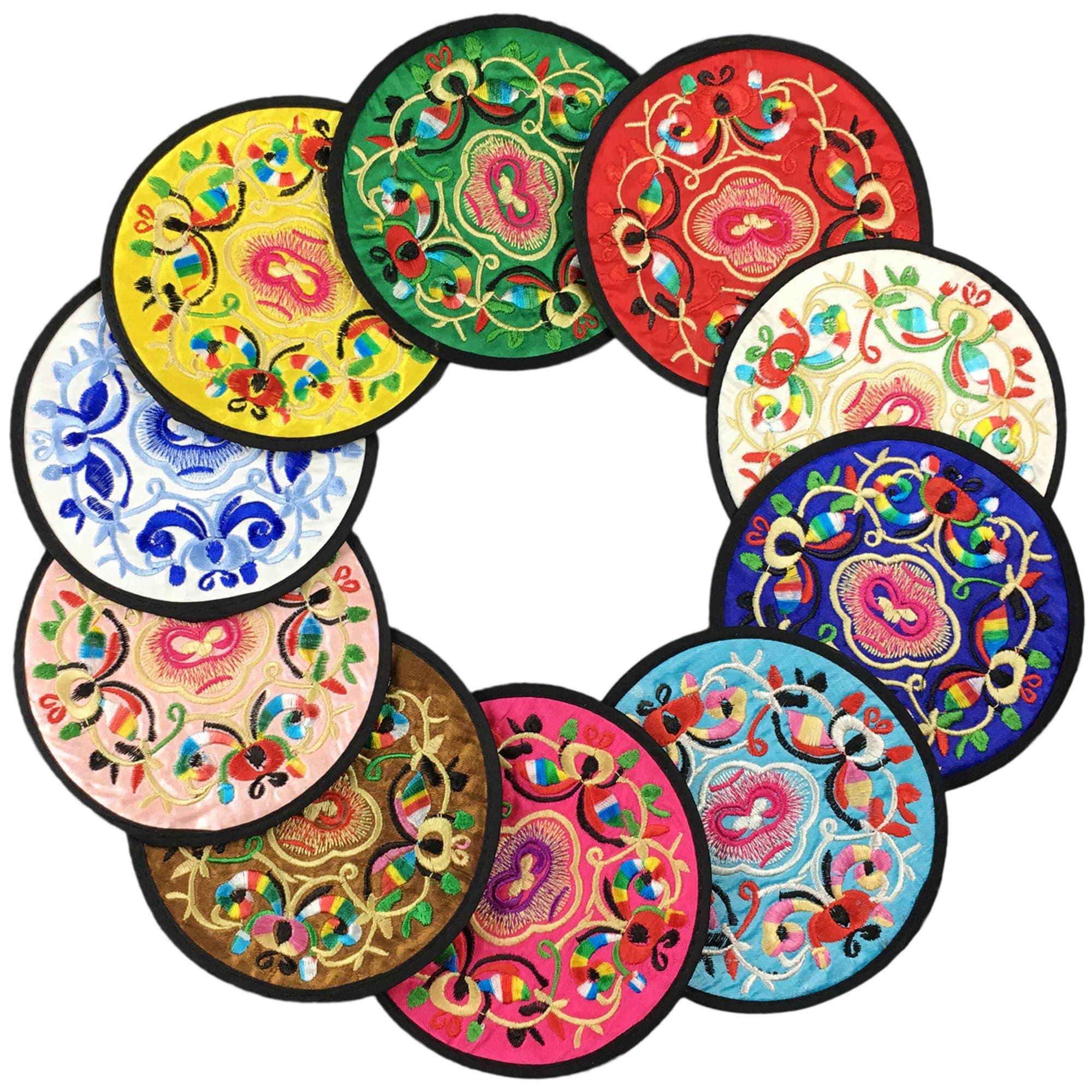 Coasters for Drinks, 5.12" / 13cm Cloth Fabric Coaster in Set of 10 Pieces, Cup Mat Absorbent Coaster