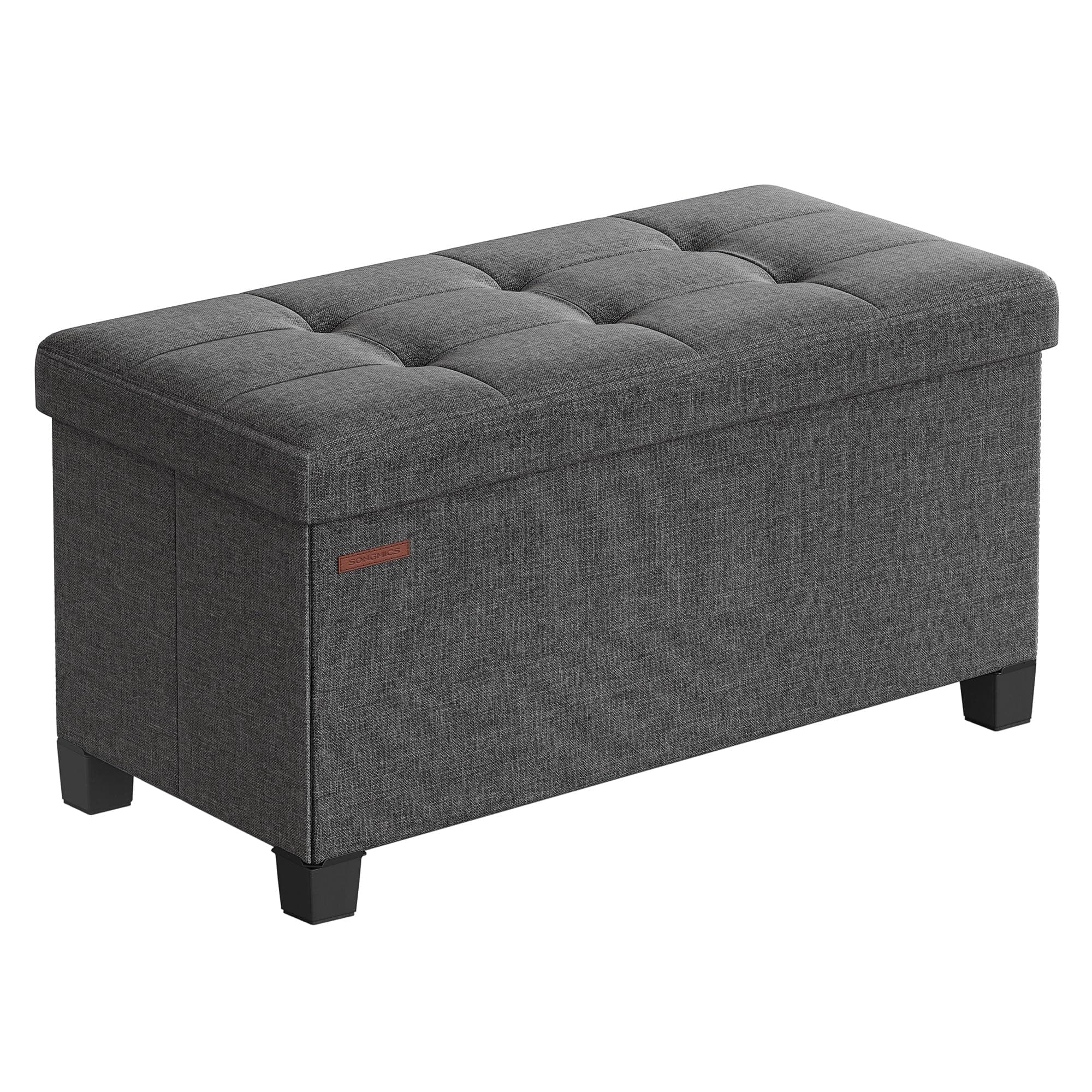 SONGMICS Storage Ottoman Bench, Foldable Foot Rest with Legs, 15 x 30 x 15.2 Inches, End of Bed Bench, Storage Chest, Load up to 660 lb, for Living Room, Bedroom, Entryway, Slate Gray ULSF16GYZ