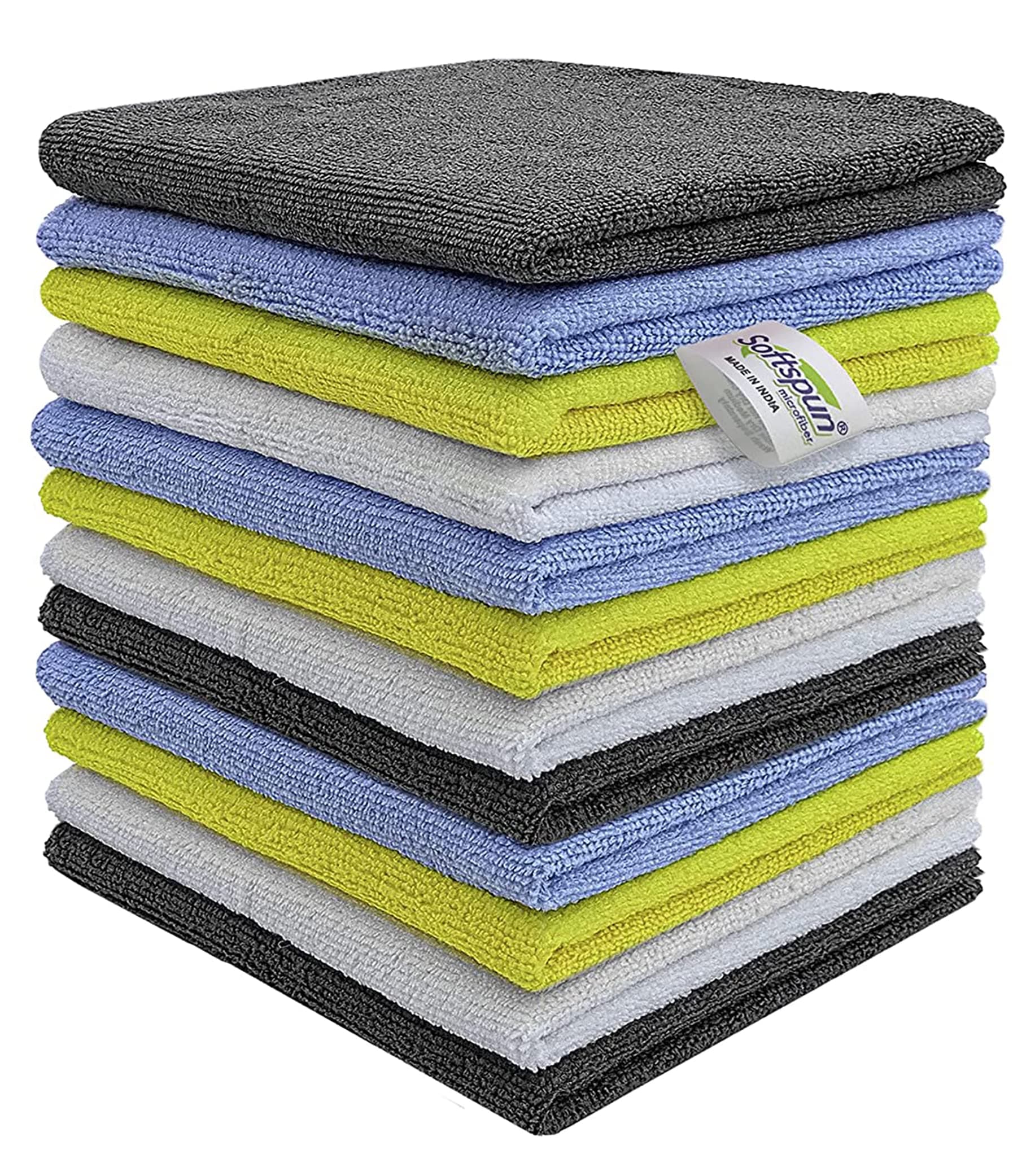 - SOFTSPUN Microfiber Cloth 40x40 cms Multi-Color - Thick Lint & Streak-Free Multipurpose Cloths - Automotive Microfibre Towels for Car Bike Cleaning Polishing Washing & Detailing…