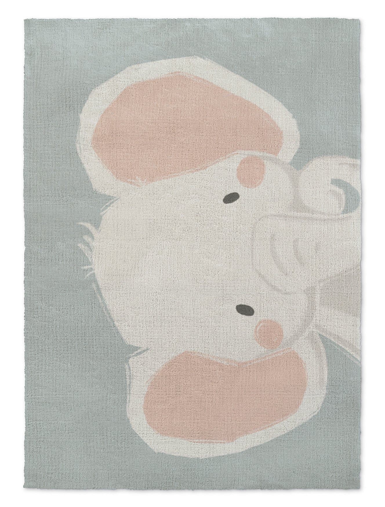 KAVKA Designs Elephant Area Rug, (Blue/Pink) - SHORTSTACK Collection, Size: 3x5x.5 - (JLJAVC011RUG35)