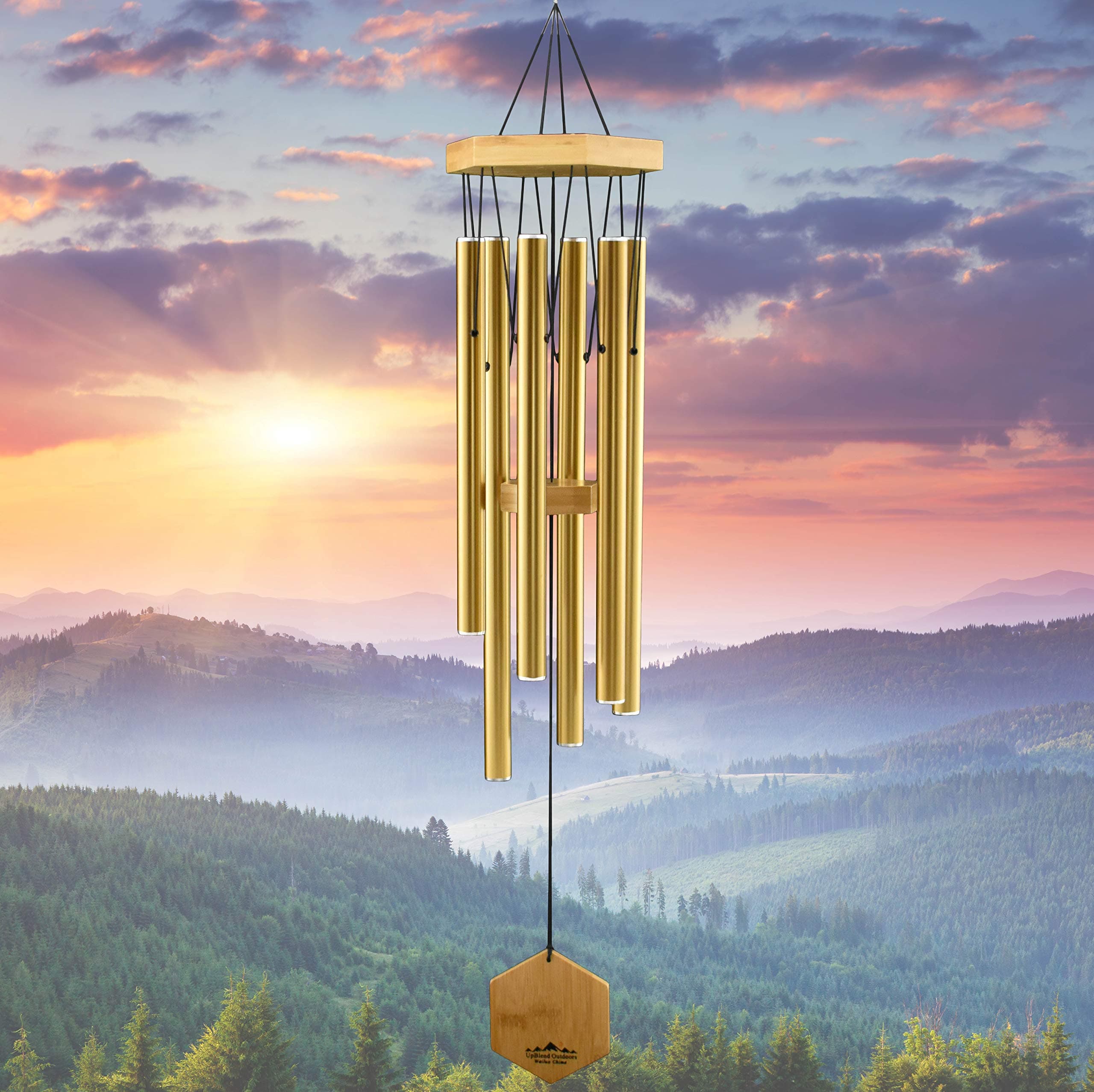 UpBlend Outdoors Wind Chimes for Outside - 29" Bronze Wind Chime Outdoor, Zen Garden Chimes for Outdoors, Tin Windchime, Decor Windchimes for Mom, Grandma, Gifts for Her
