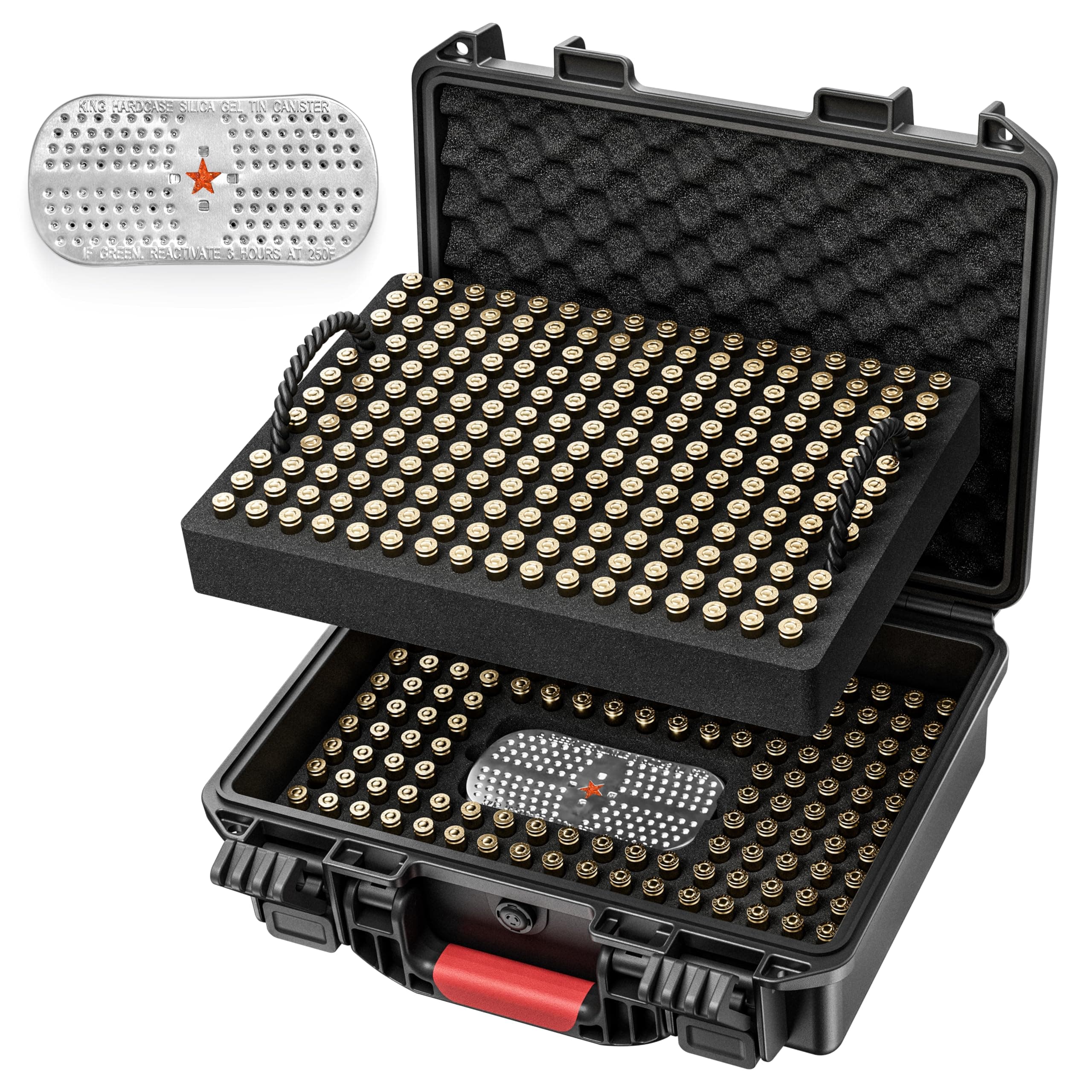 350 Round Ammo Locking Storage Case - Travel Safe/Mil Spec/Waterproof Ammo Box - for 9x19mm Parabellum/9mm Luger, 380ACP, 38 S&W, 356 TS&W,7.63mm Mannlicher,8mm Steyr..