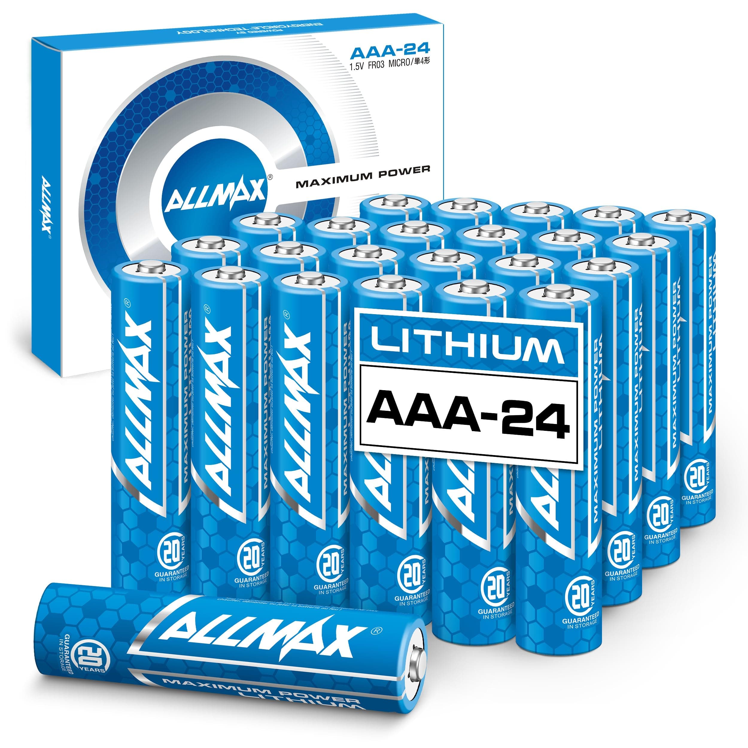 - Allmax AAA Maximum Power Lithium Batteries (24 Count) – Longest Lasting, Leakproof, 20-Year Shelf Life, Ultimate Performance (1.5V)
