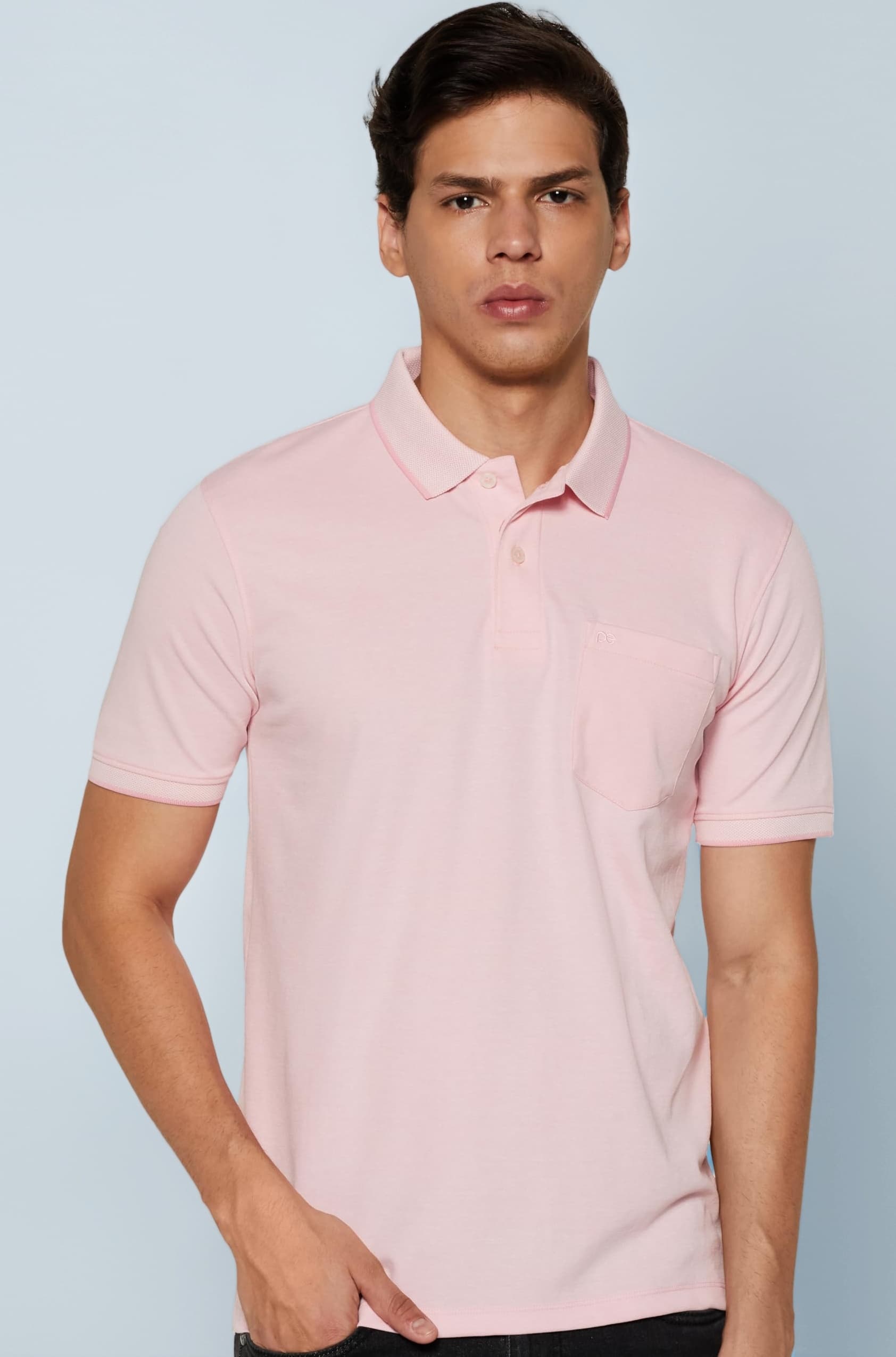 Peter England Men's Premium Regular Fit Half Sleeve Polo T-Shirt with Pocket | Cotton Rich | Birds Eye Interlock Weave