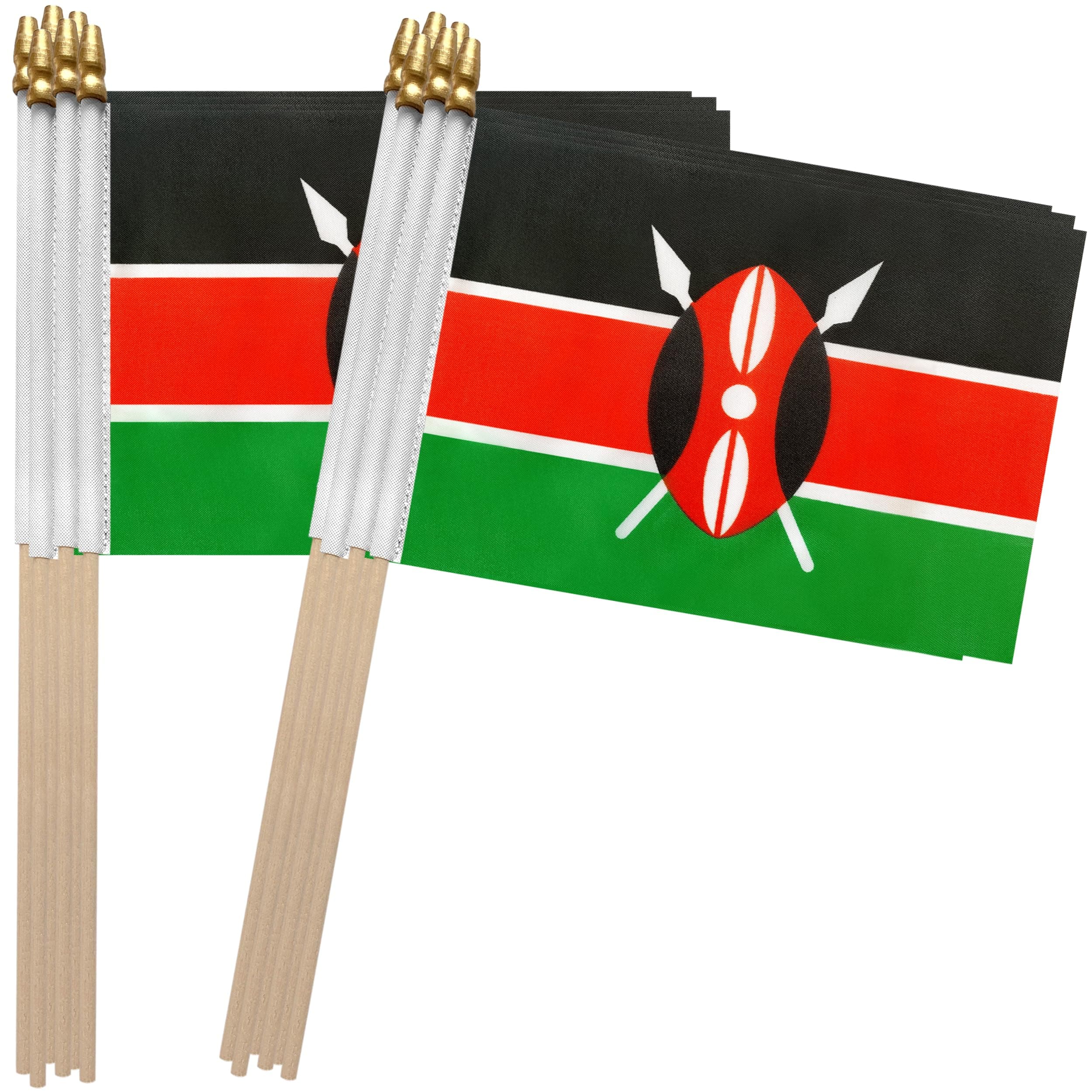 Kenya Stick Flag Kenyan Small Mini Hand Held Flags,5x8 Inch,12 Pack