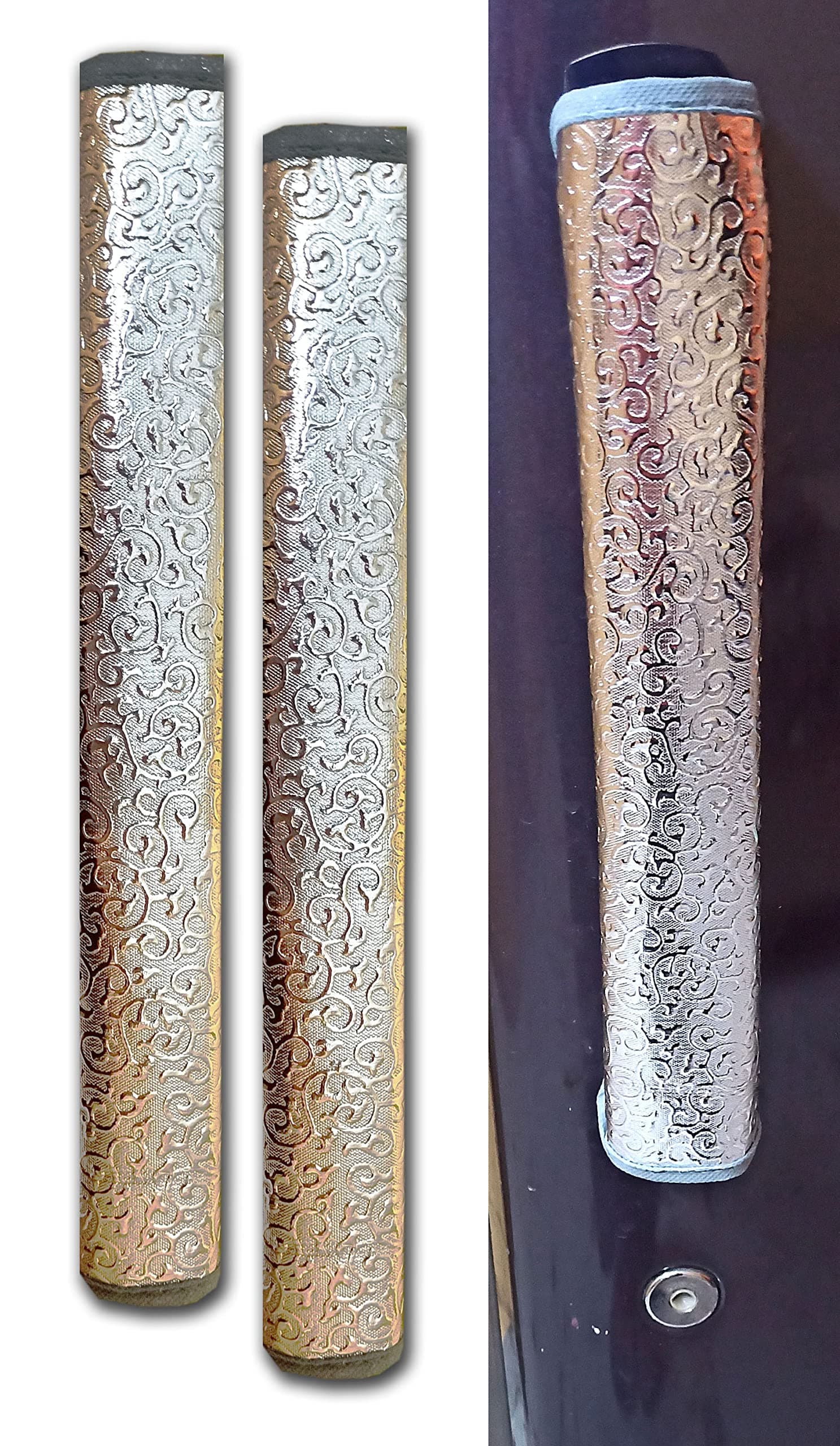 AJ CREATIONS Silver (5.5 x12.5 inch) Multipurpose Fridge Handle Covers for Double Door,Single Door,Samsung/LG Refrigerator Handles Covers, Washable Fridge Handle Cover For All Brands Shock Proof With