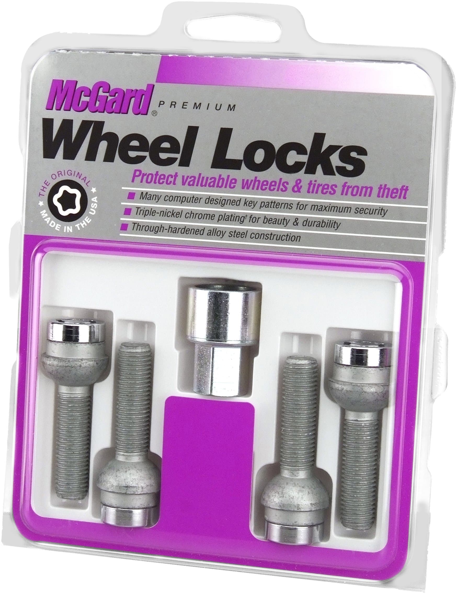 McGard 28018 Chrome Bolt Style Radius Seat Locks (M14 x 1.5 Thread Size) - Set of 4