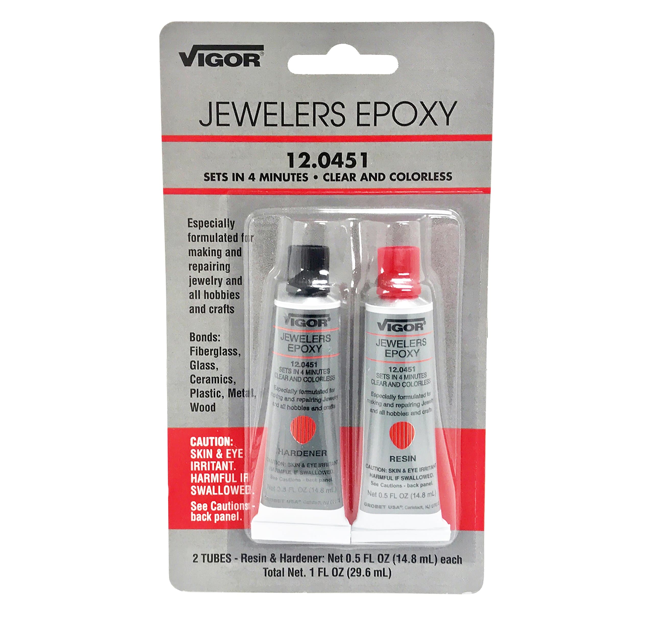 Vigor Jeweler's Epoxy 2 Step 12.0451 - Fast Setup Clear and Colorless - Resin and Hardener