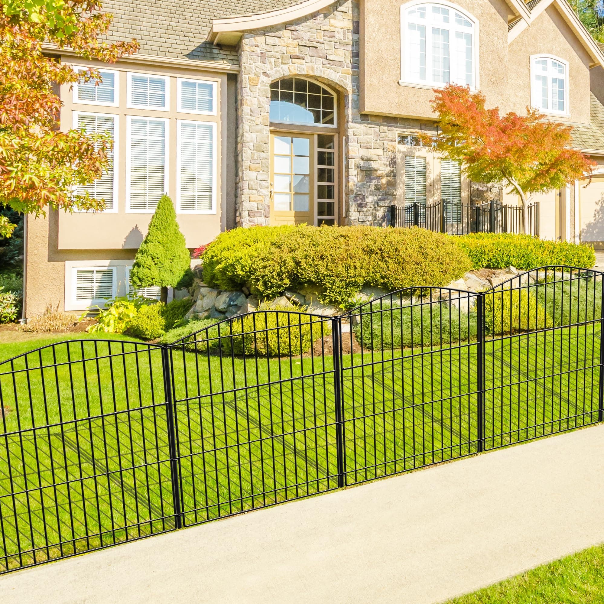 INJOPEXI Garden Fence 6 Panels 11.8ft (L)×24in (H) Decorative Garden Fence with 6 Panels Rustproof Wire No Dig Garden Fences Animal Barrier Fencing for Outdoor Patio Backyard - Without Fence Gate