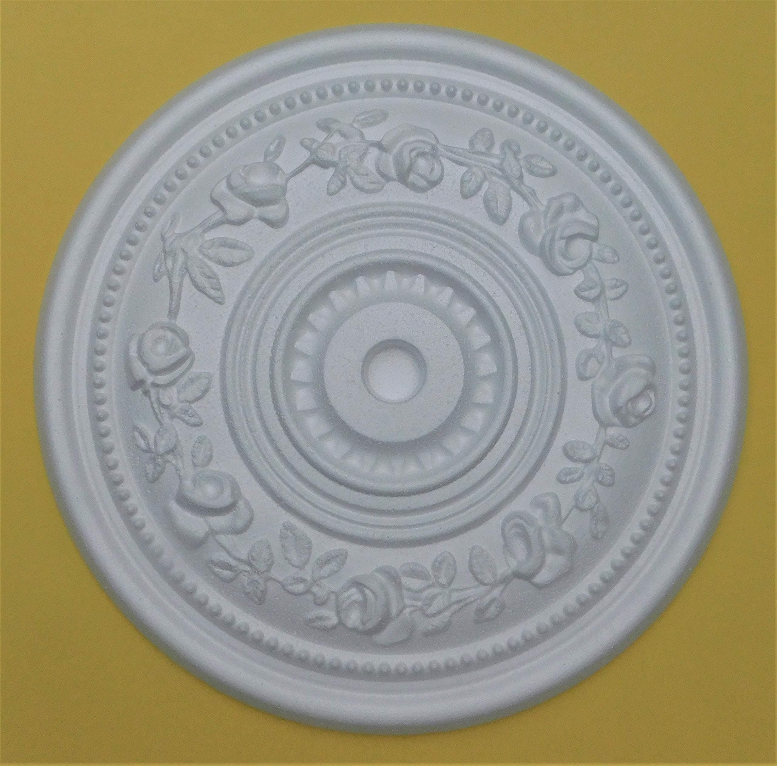 Ceiling Rose Lightweight Polystyrene - 40 cm 'Rose Garland' Easy Fix