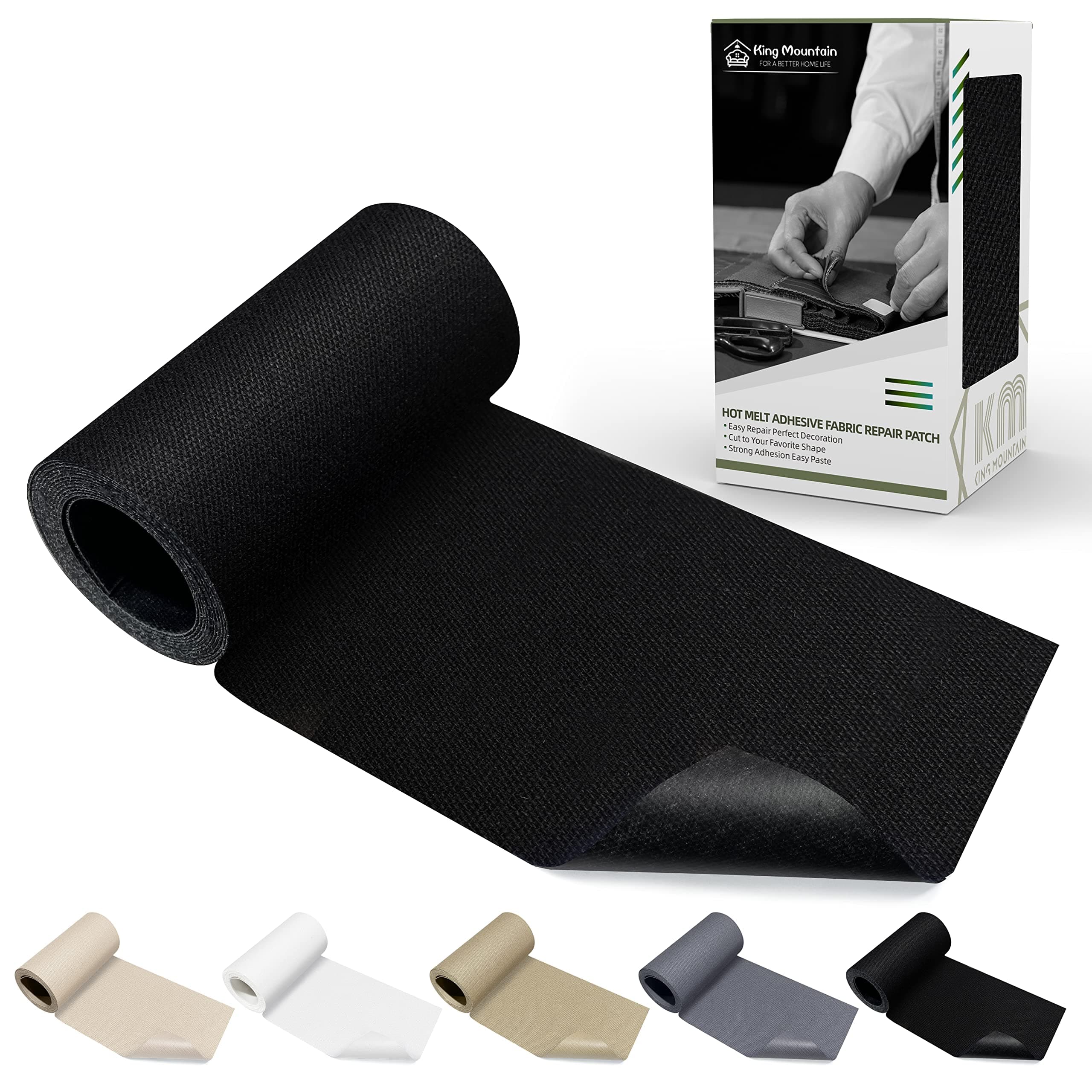 Canvas Iron on Patch,3"×60",Waterproof 100% Cotton Fabric Repair Patch,Used for Various Sofa,Tent,Clothes,Seats,Suitcases (Black,Waterproof)