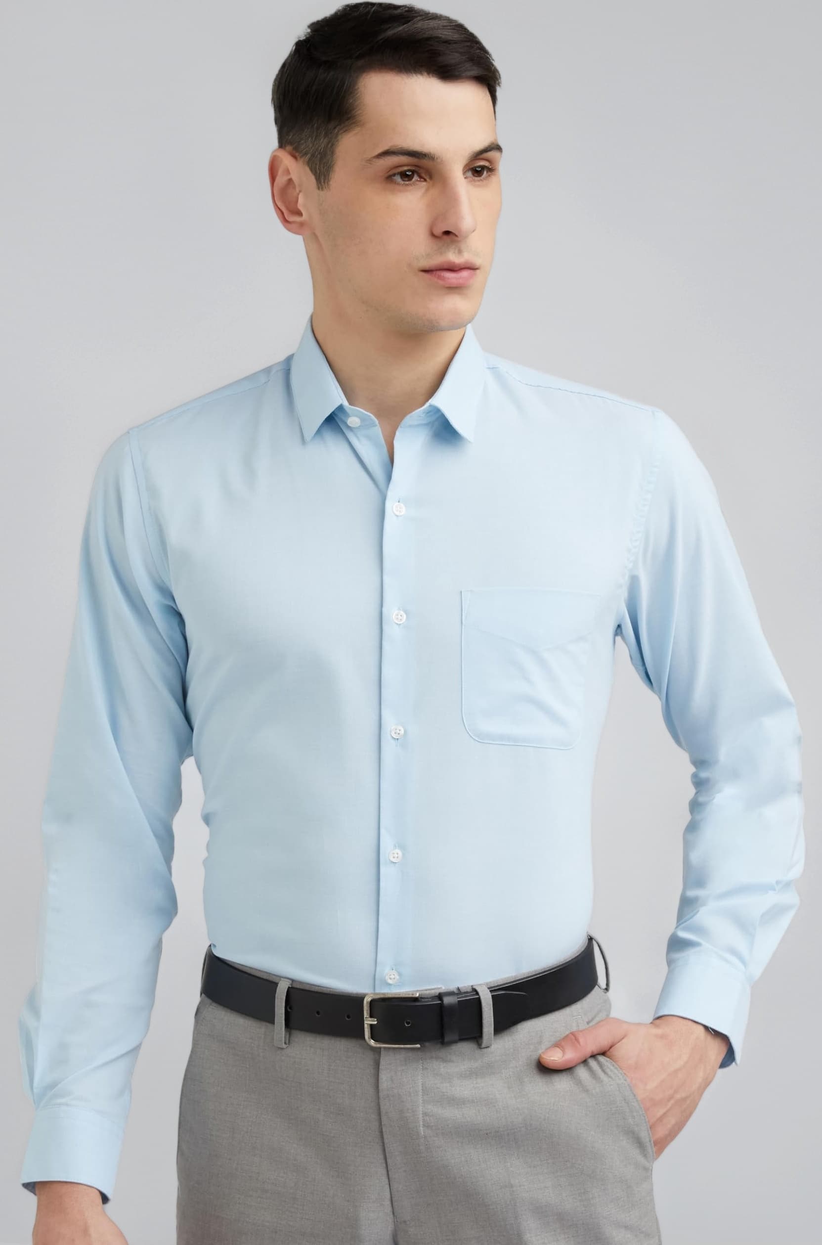 Men's Everday Regular Fit Solid Shirt | Cotton Rich | 5-Pin Pocketing