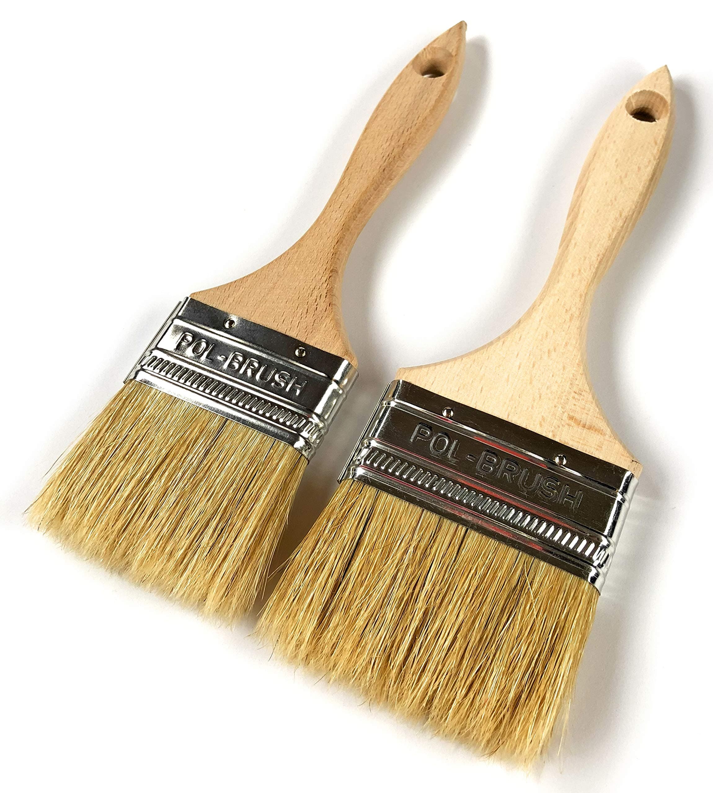 2 Pack - 2.5 Inch and 3 Inch Professional Paint Brushes - Natural BristleWood Handle; for Professional & Amateur Paint Job, Oil Stain, Wax, Varnish, Glue and etc. …