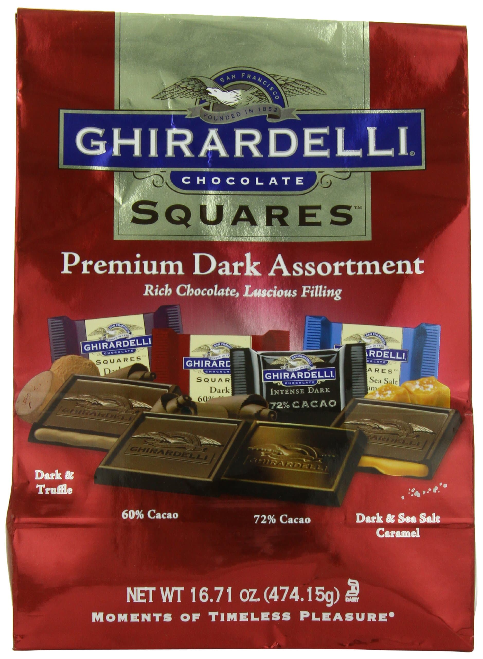 Ghirardelli Dark Chocolate Assorted Squares, Pack XL, 16.71 oz.