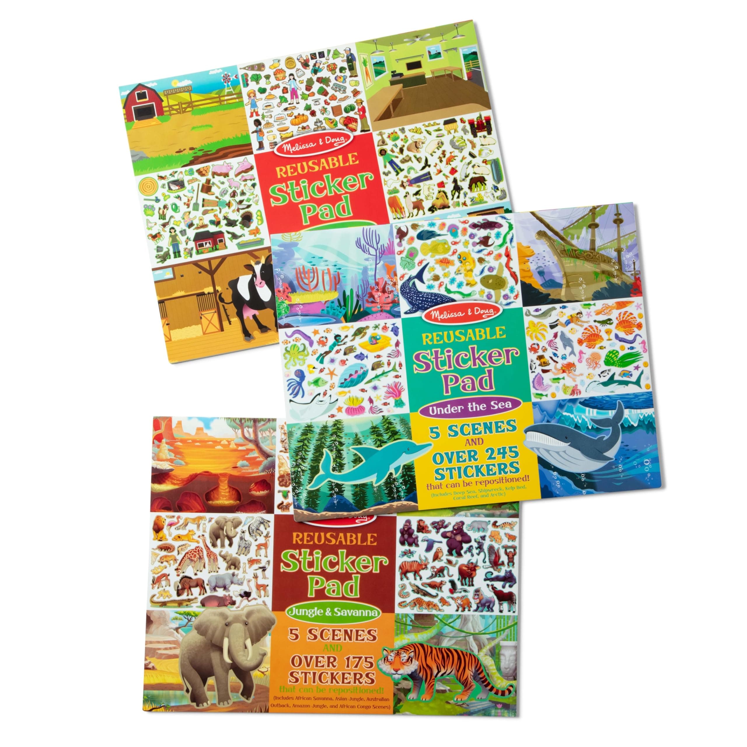 Reusable Sticker Pad Bundle - Jungle, Farm & Under The Sea
