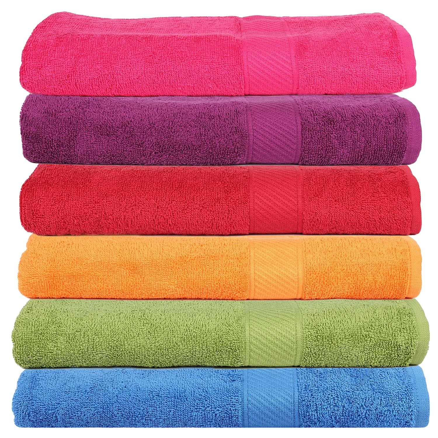 Trident 400 GSM 6 Pieces Bath Towels Combo Set - Multicolor