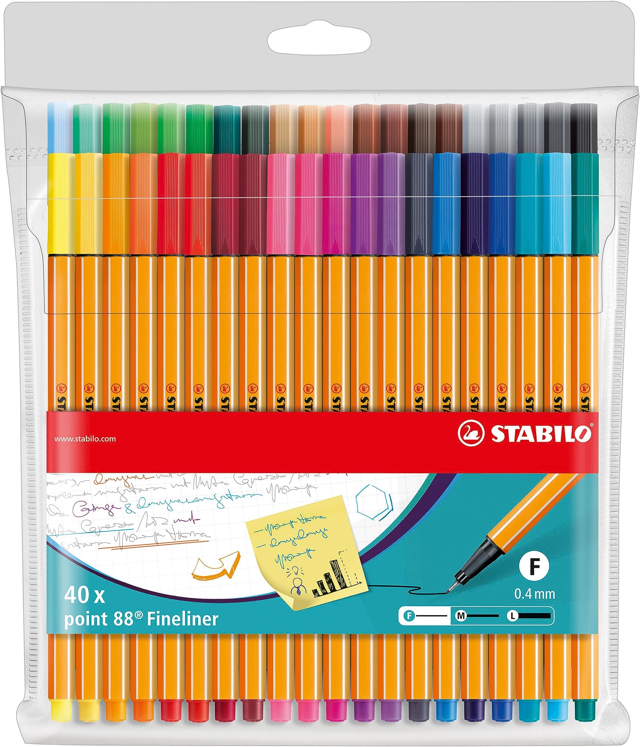 point 88 - Fineliner - Pack of 40 - Assorted Colours