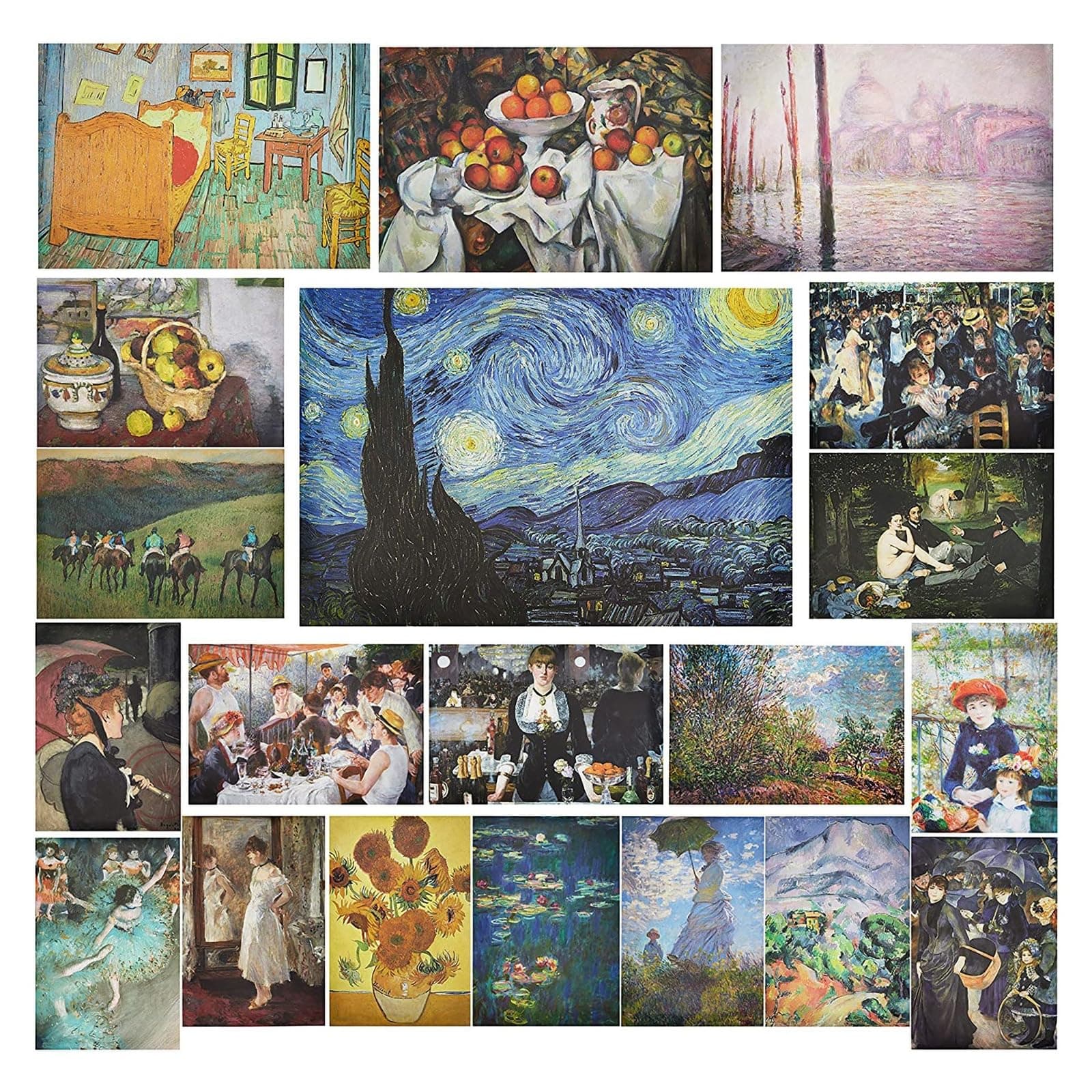 Impressionist Wall Art Posters - 13 x 19 in, 20-Pack - Multicolored Matte Cardstock Prints - For Office Decor, Dorm Room Decor & Classroom Wall Art