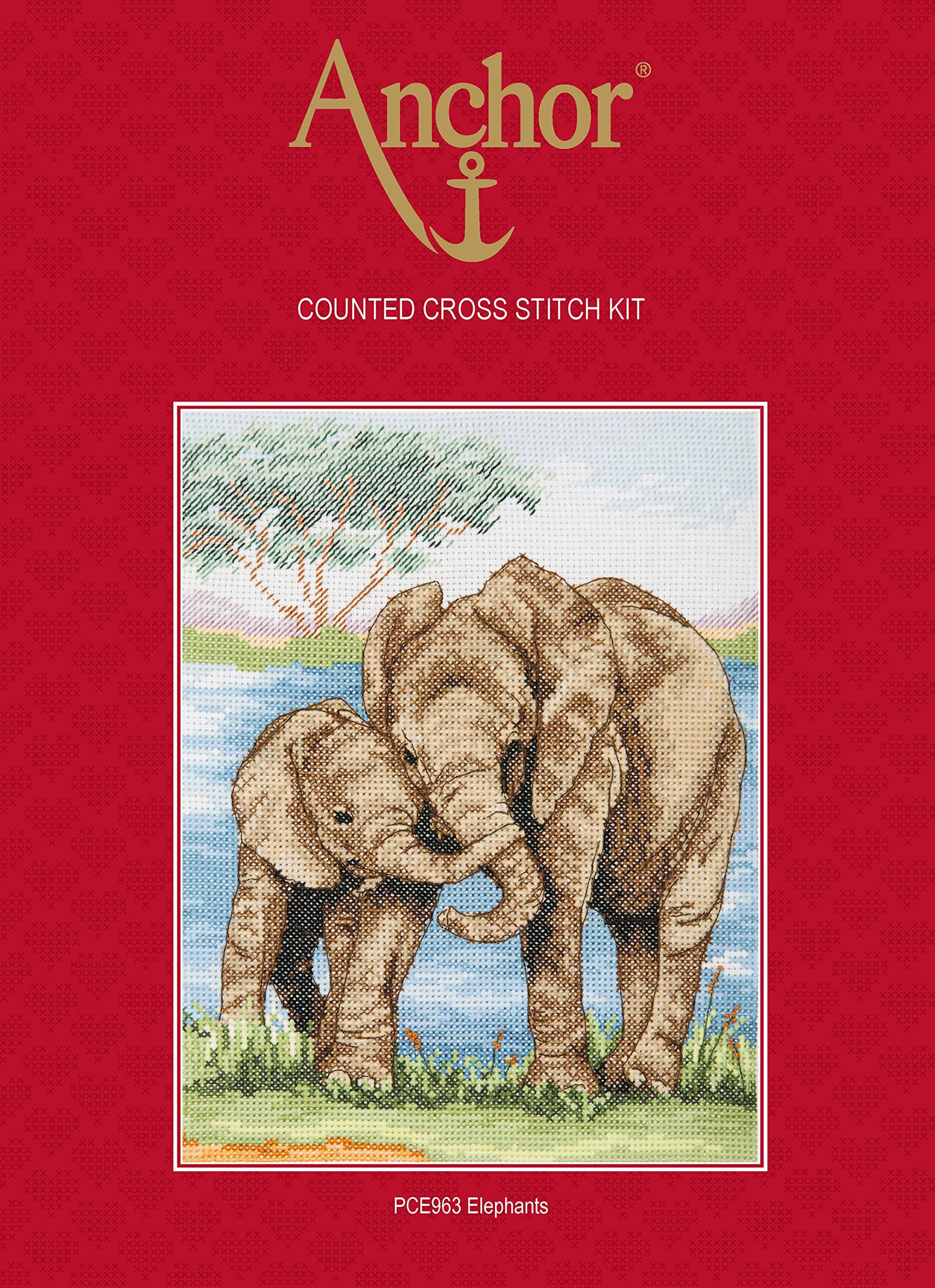 Counted Cross Stitch Kit: Essentials: Elephants, Multi-Colour, 23 x 18cm