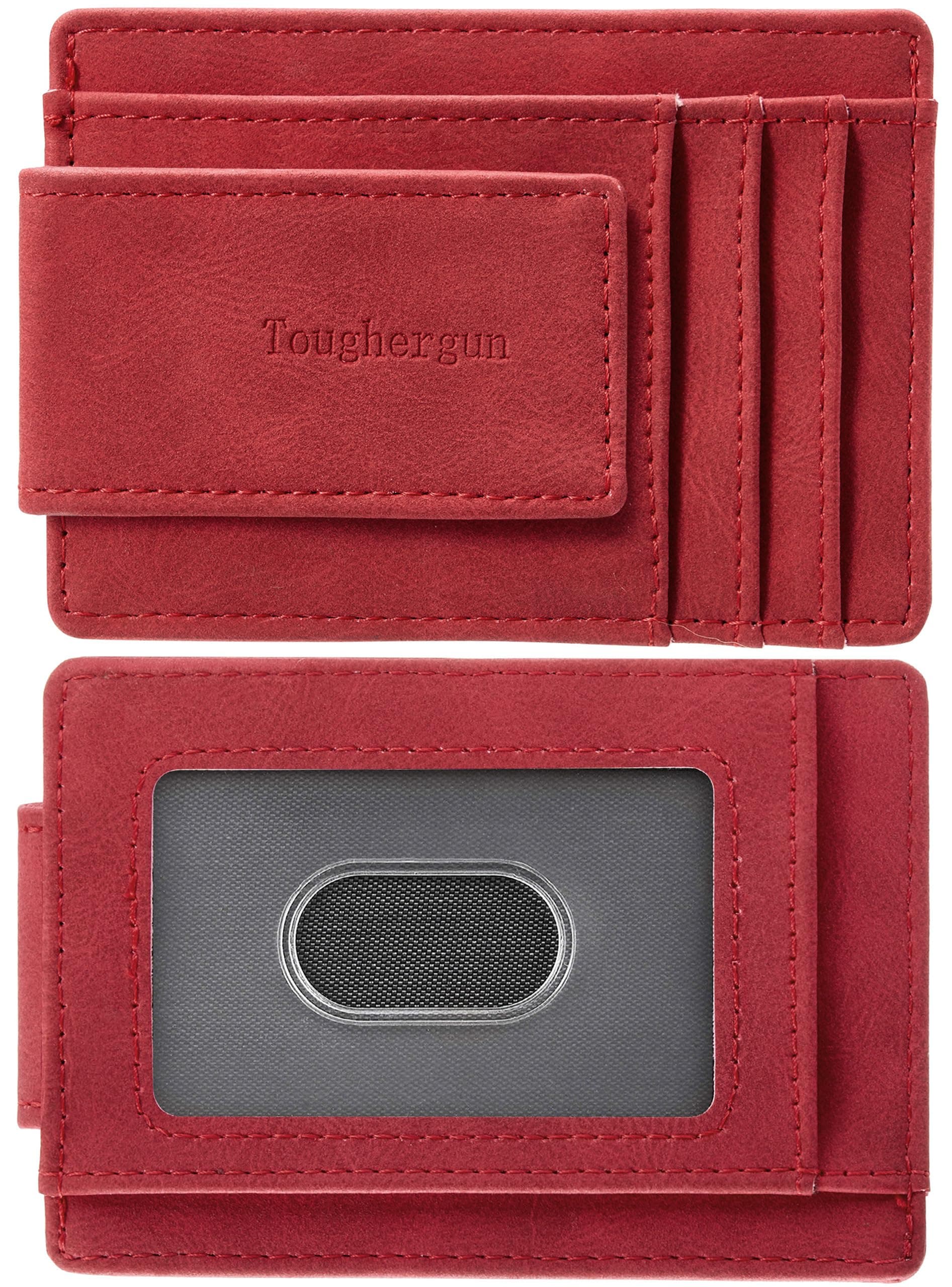 Toughergun Slim Wallet for Men RFID Blocking Money Clip, Minimalist Front Pocket Credit Card Holder, Magnetic Thin Mens Wallets with ID Window