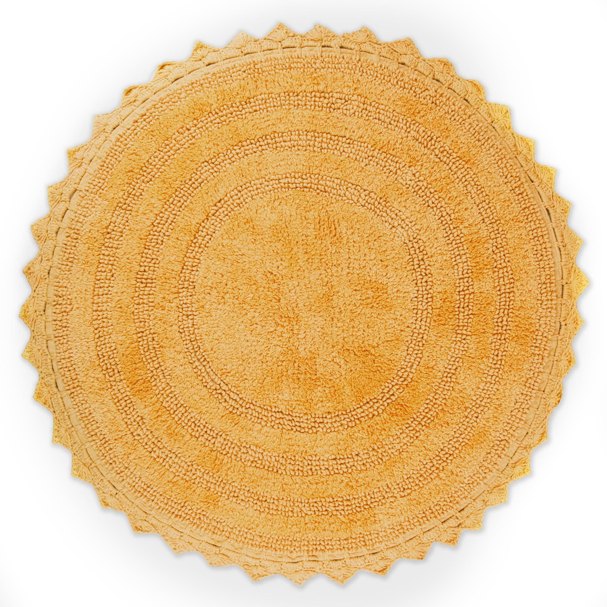 Crochet Collection Reversible Bath Mat, Round, 27.5" Diameter, Yellow