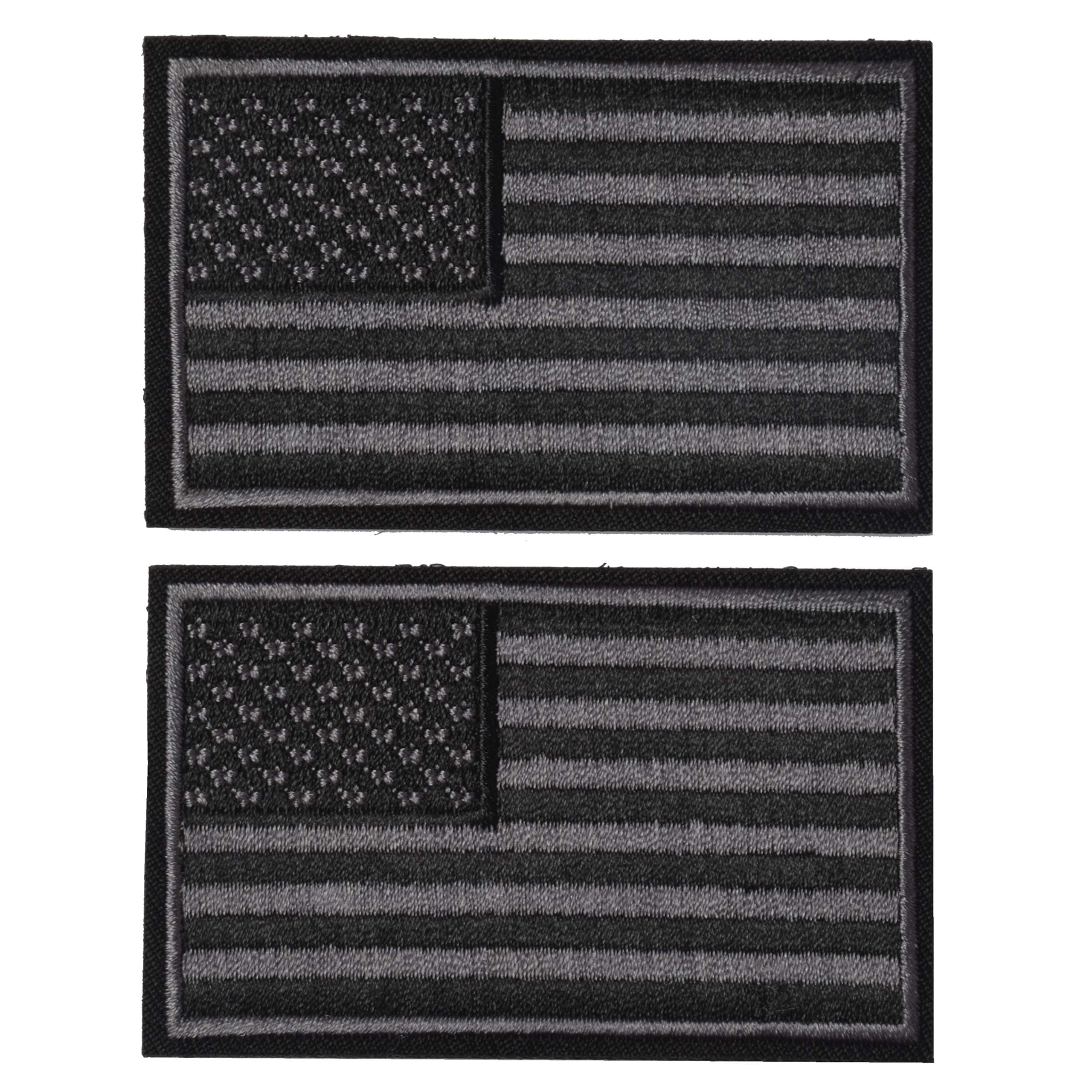 2 Pieces Tactical USA Flag Patch - Black & Gray American Flag US United States of America Military Uniform Emblem Patches