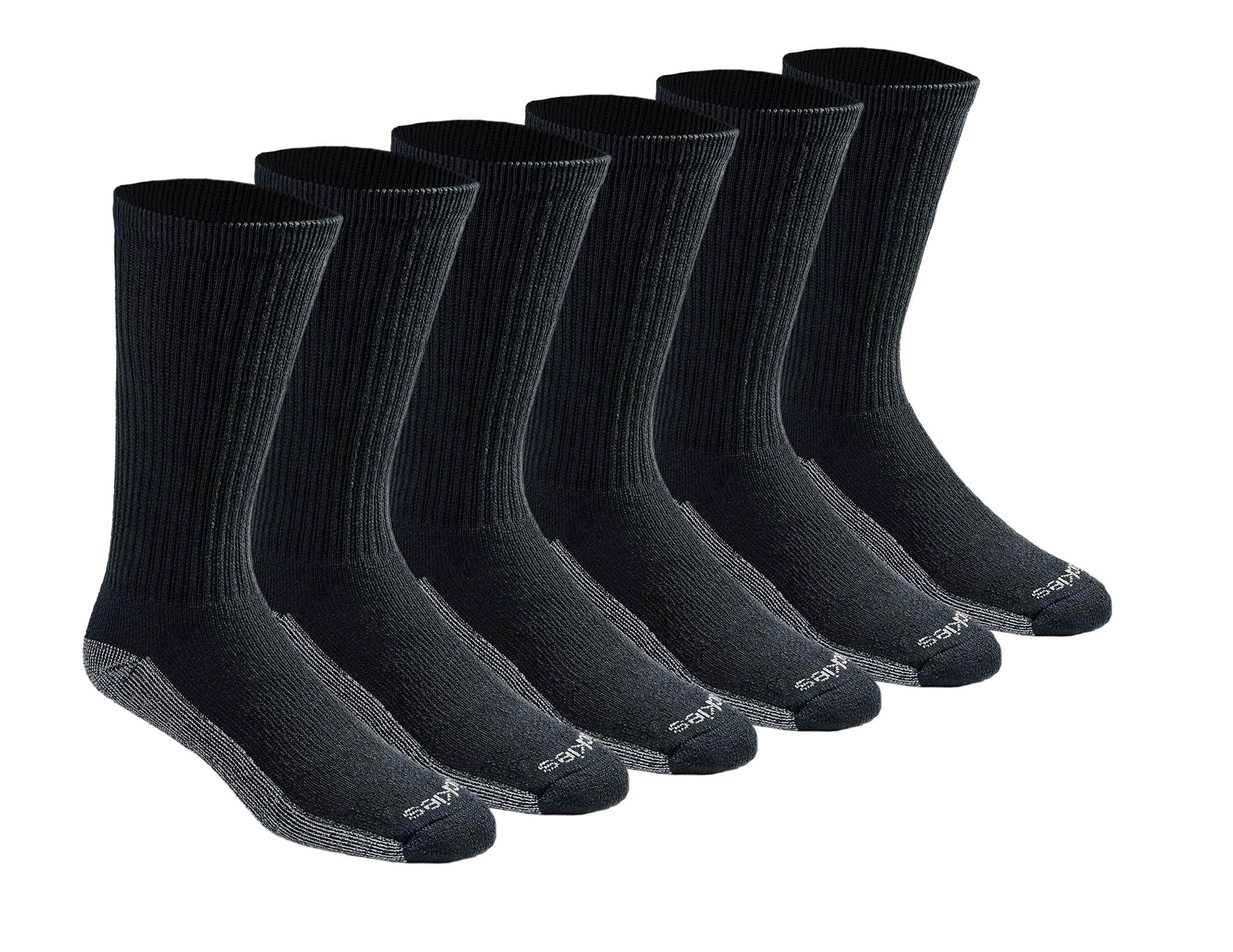 Dickies Men's Dri-Tech Original Moisture Control Crew Socks, Available in M-XXL (6, 12, 18 Pairs), Black (6 Pairs), X-Large