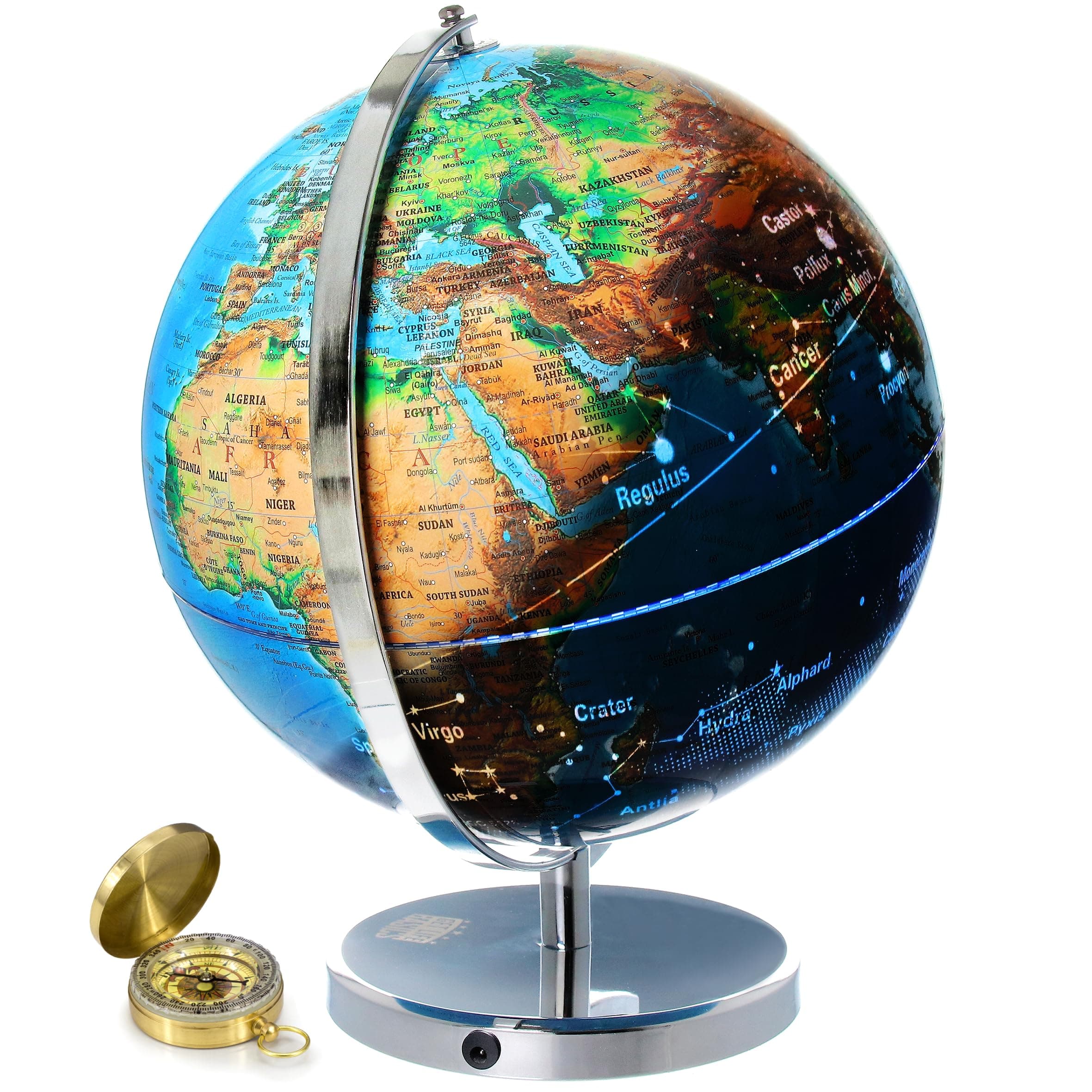 World Globe with Illuminated Constellations ? 13? Light Up Globe For Kids & Adults ? Interactive Earth Globe Makes Great Educational Toys, Office Supplies, Teacher Desk D‚cor, More