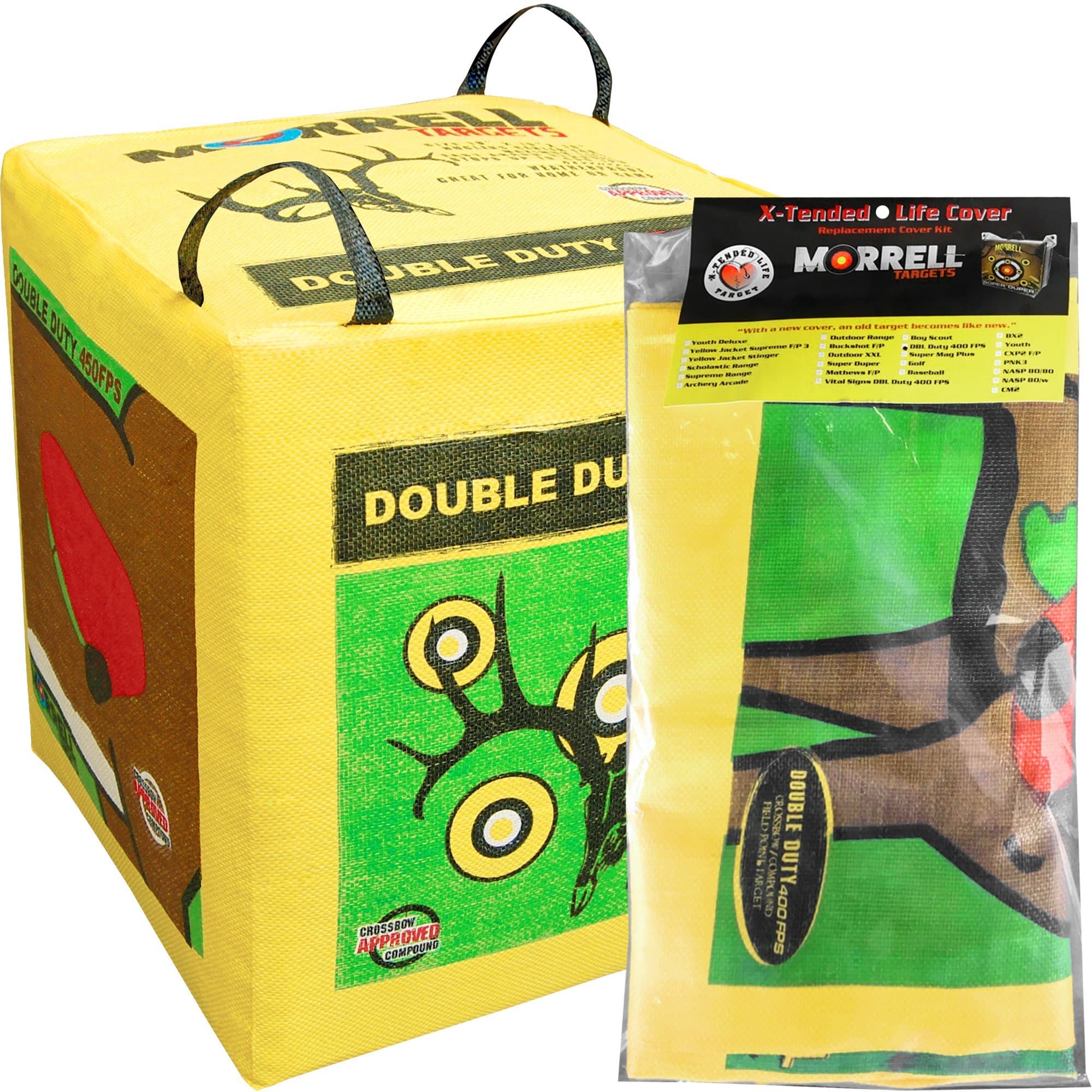 Morrell Targets Double Duty 450FPS Archery Bag Target Cover Replacement (Cover Only), Green/Yellow, (Model: 131RC)