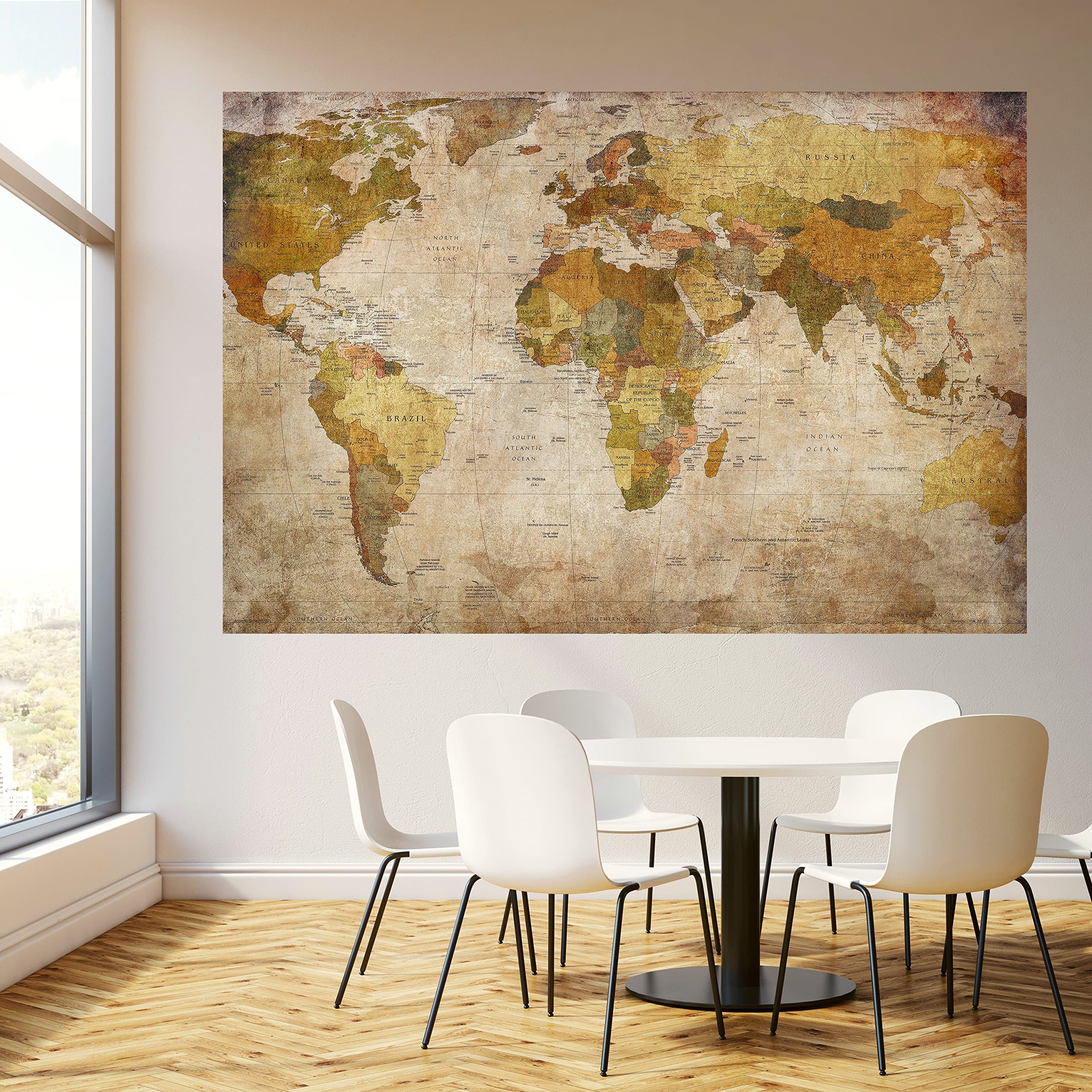 murimage Photo Wallpaper Worldmap 183 x 127 cm Including Paste Wall Mural vintage map historical old travel globe countries teen´s room office