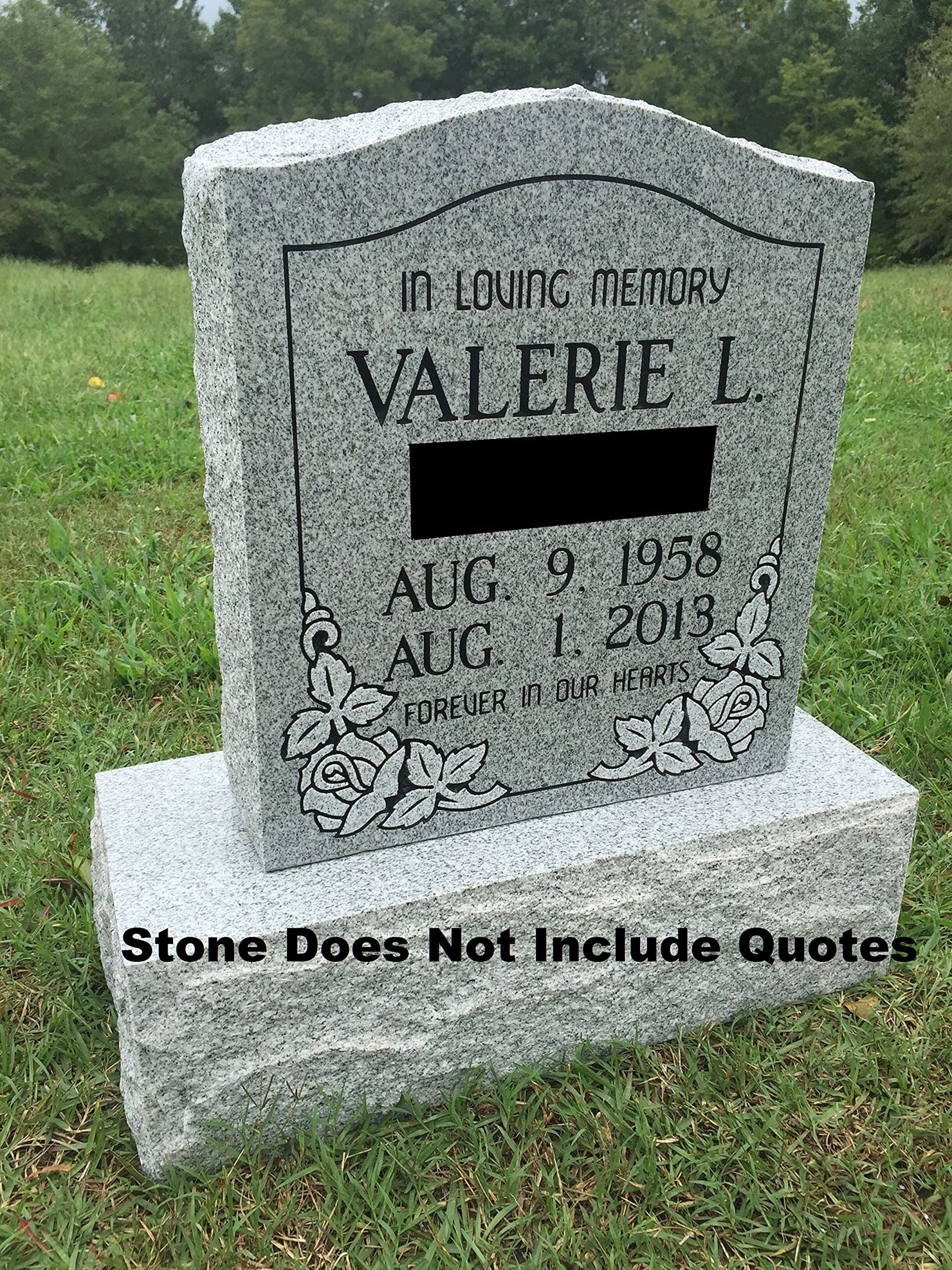 Upstate Stone Works Granite Memorial Headstone Die and Base (Multiple Designs) | Custom Engraved Upright Cemetery Monument | Polished Serpentine Die with Base
