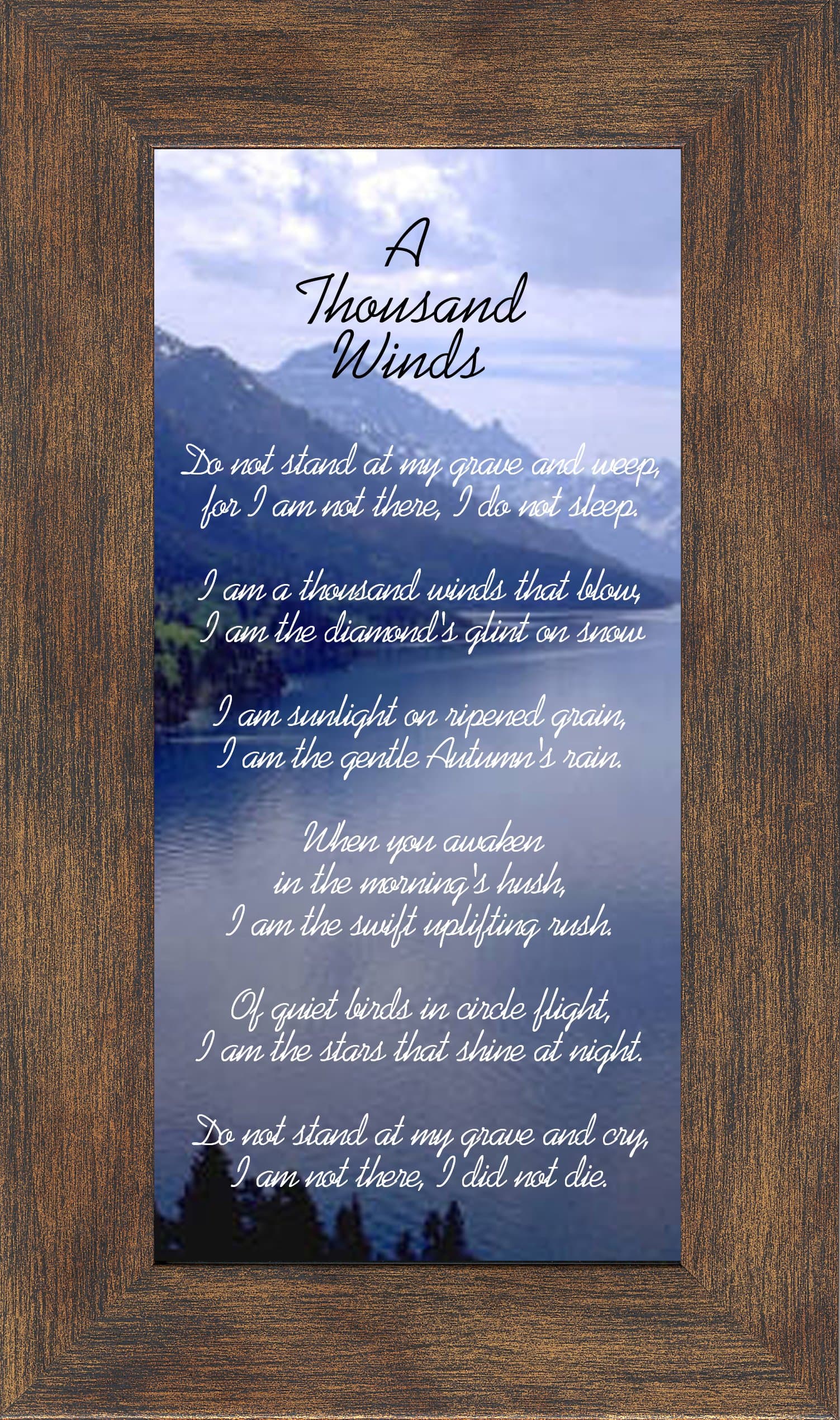 A Thousand Winds Poem Bereavement Gift 31/2" X 7" With Easel (BR)