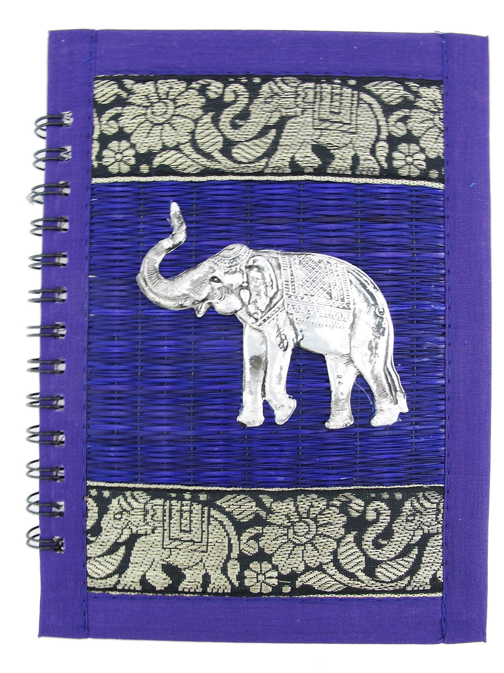 Lined Journal Elephant - Traveler Diary Notebook Writing - Spiral Bound, Refillable Paper, Blank Dated - Handmade Eco-Friendly Natural Straw Hardcover - 200 Pages 8.5 x 6.5 Inches (Amethyst Purple)