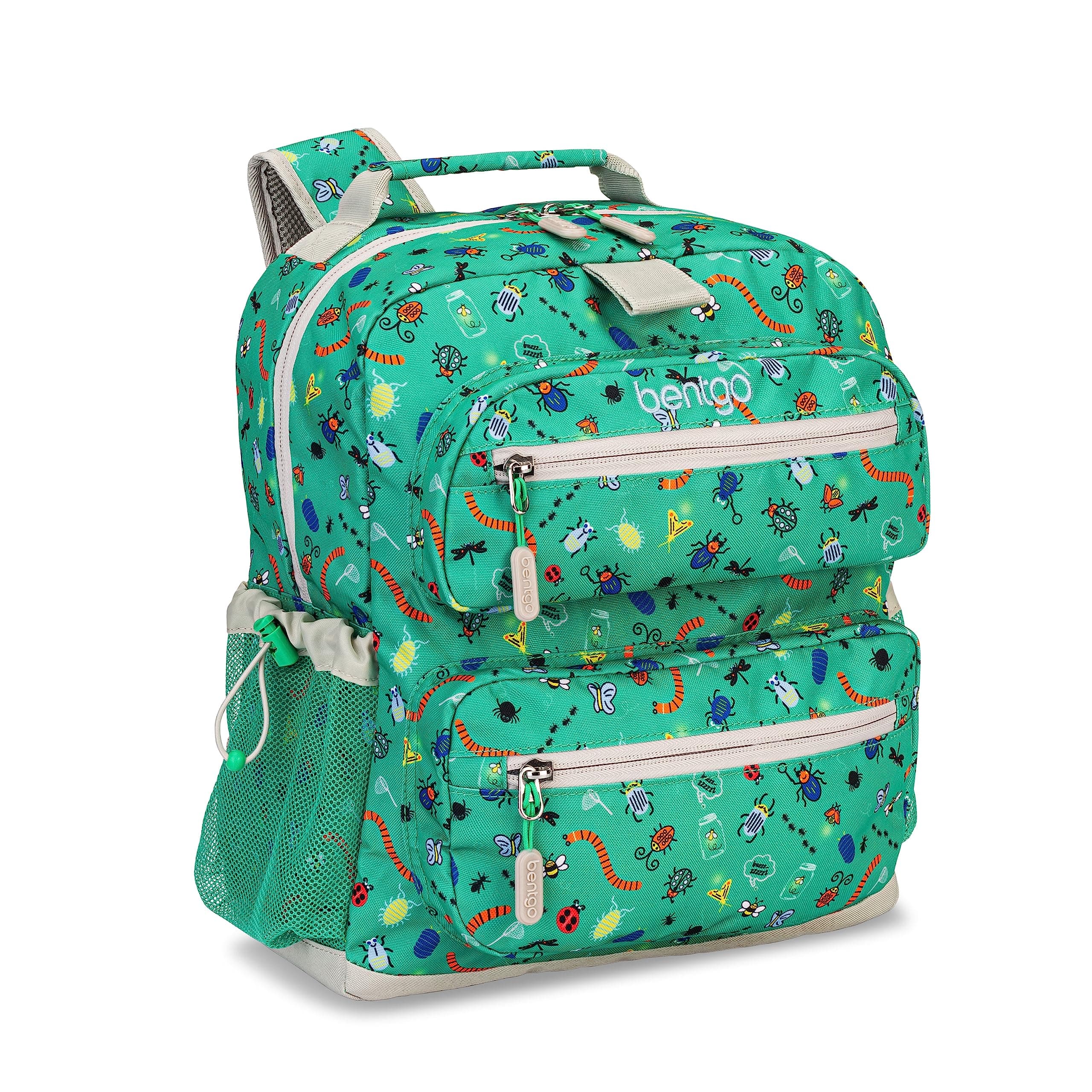 Bentgo Kids Backpack - Lightweight 14” Backpack in Fun Prints for School, Travel, & Daycare, Ideal for Ages 4+, Roomy Interior, Durable & Water-Resistant Fabric, & Loop for Lunch Bag (Bug Buddies)
