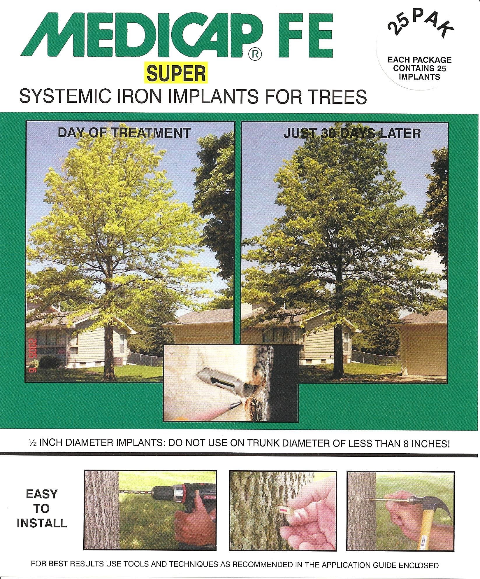 25-Pack FE SUPER Systemic Iron Tree Implants for Control of Iron Chlorosis, 1/2-Inch