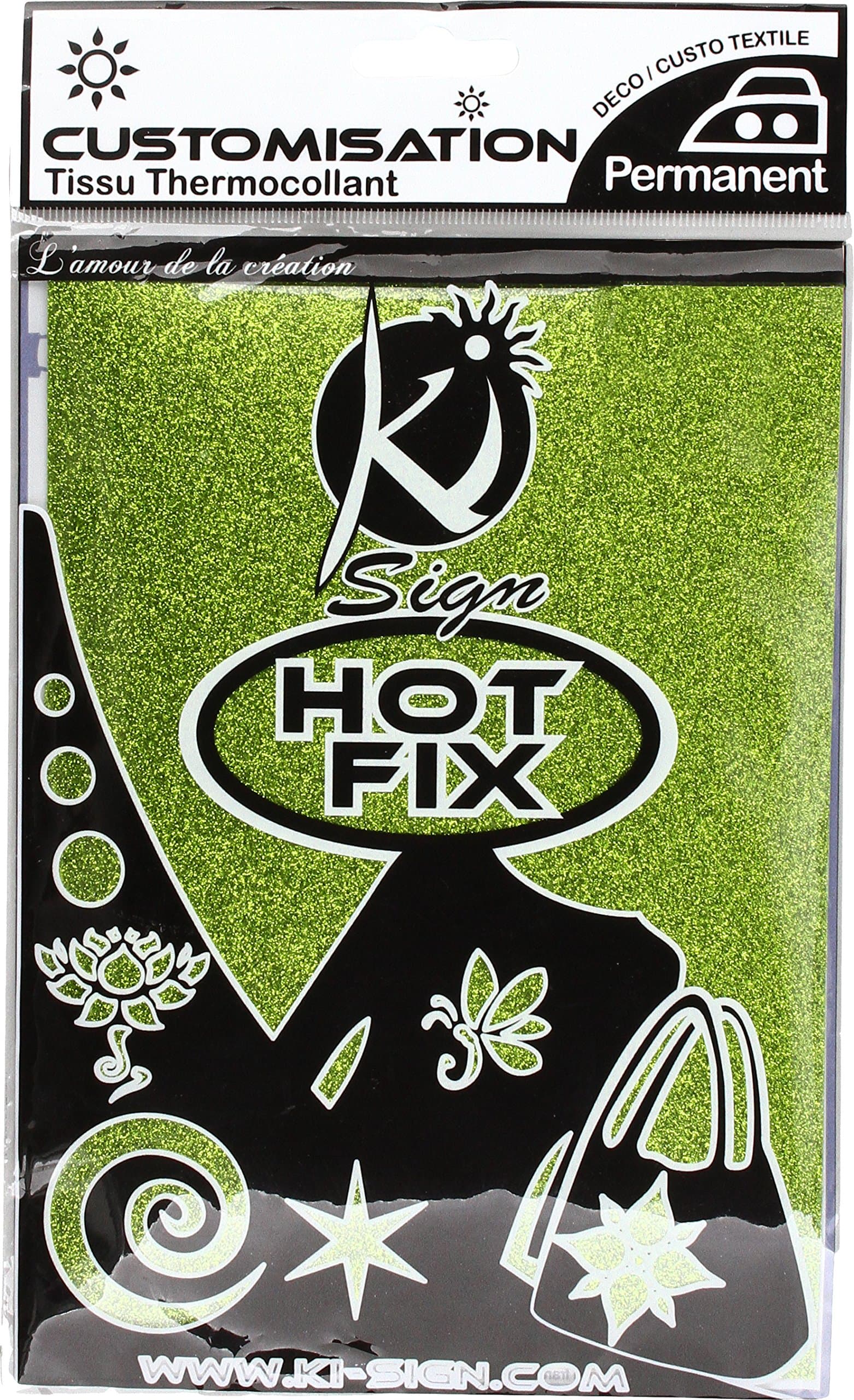 Hot Fix Iron transfer sheet GLITTER 15 x 20 cm 1 pc. light green, Polyester blend, 21 x 15 x 1 cm